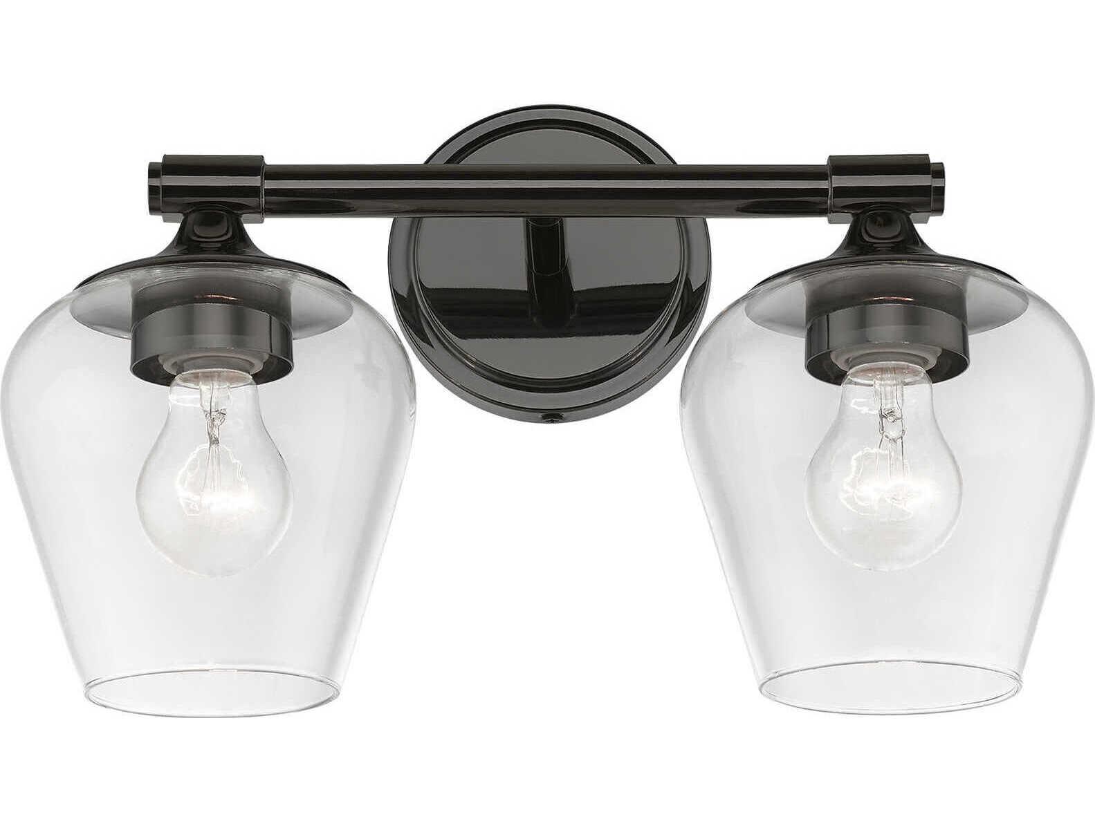 Livex Lighting Willow 2-Light Black Chrome Glass Vanity Light