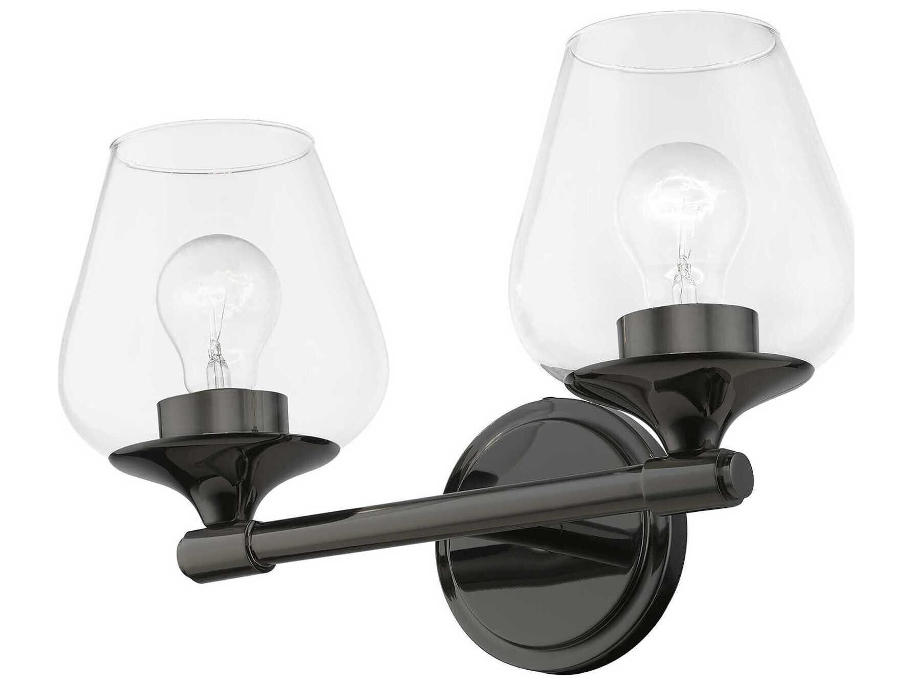 Livex Lighting Willow 2-Light Black Chrome Glass Vanity Light