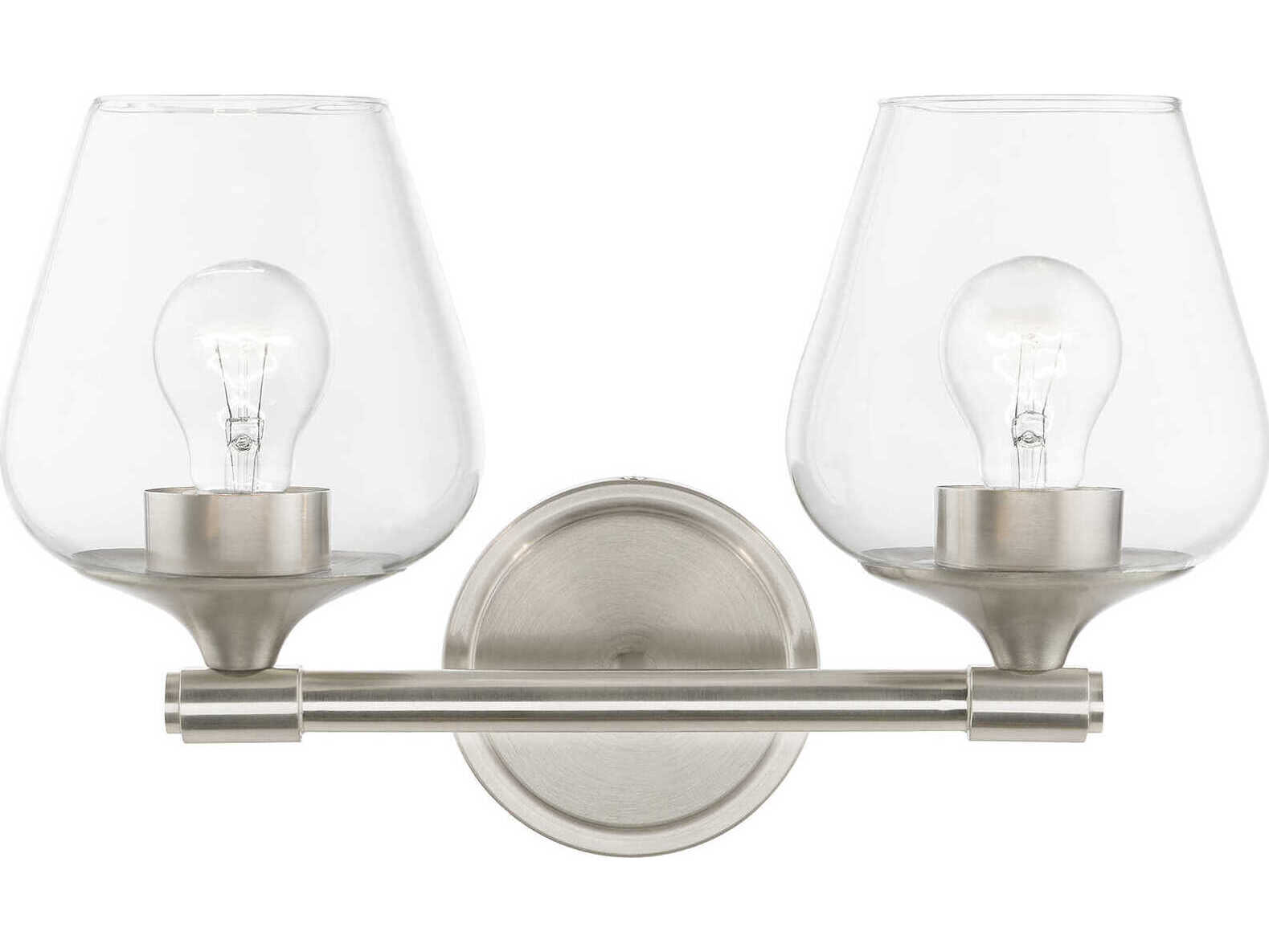Livex Lighting Willow 2-Light Brushed Nickel Glass Vanity Light