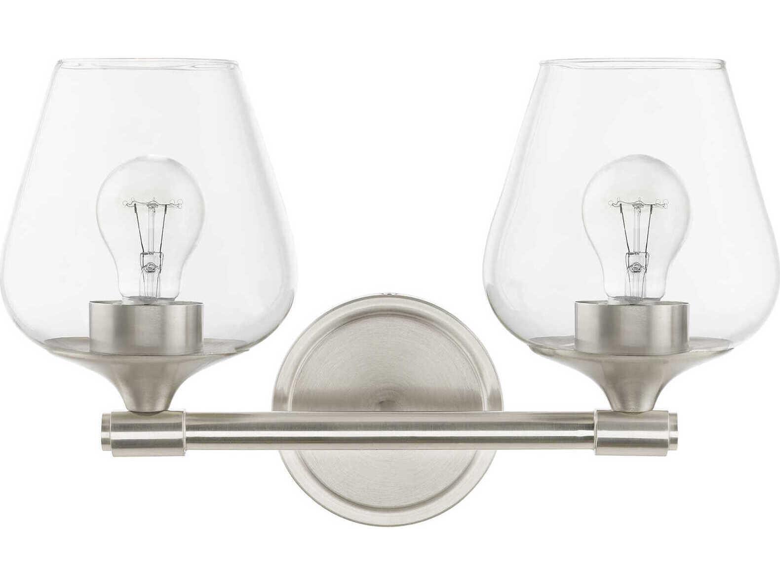Livex Lighting Willow 2-Light Brushed Nickel Glass Vanity Light