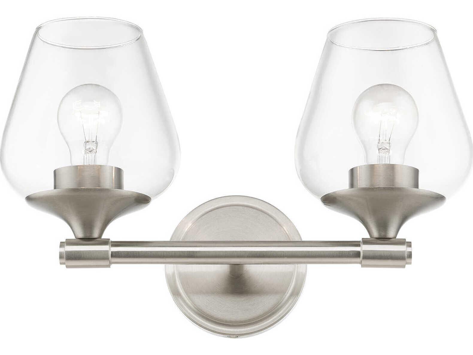 Livex Lighting Willow 2-Light Brushed Nickel Glass Vanity Light