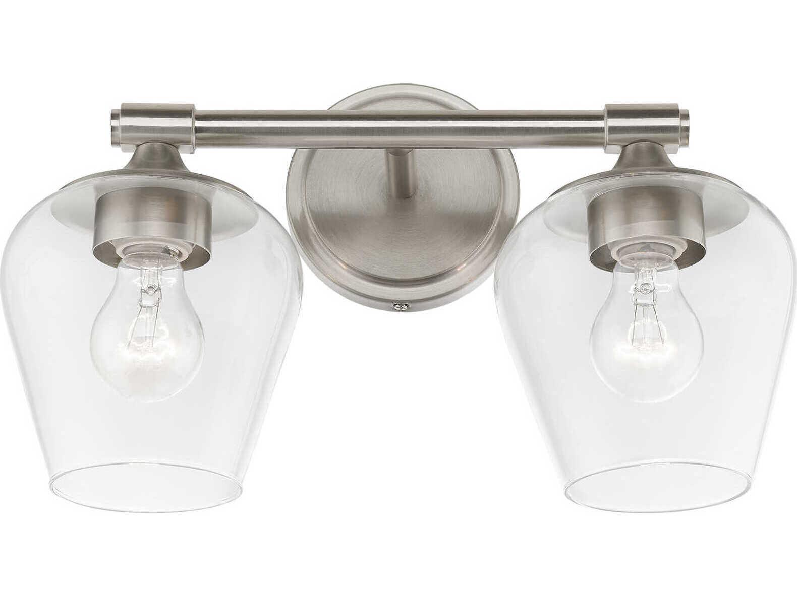 Livex Lighting Willow 2-Light Brushed Nickel Glass Vanity Light