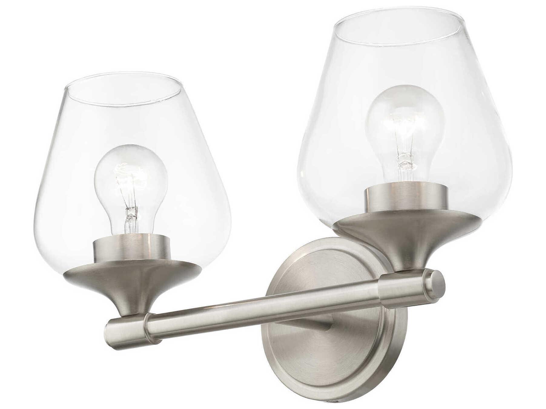 Livex Lighting Willow 2-Light Brushed Nickel Glass Vanity Light