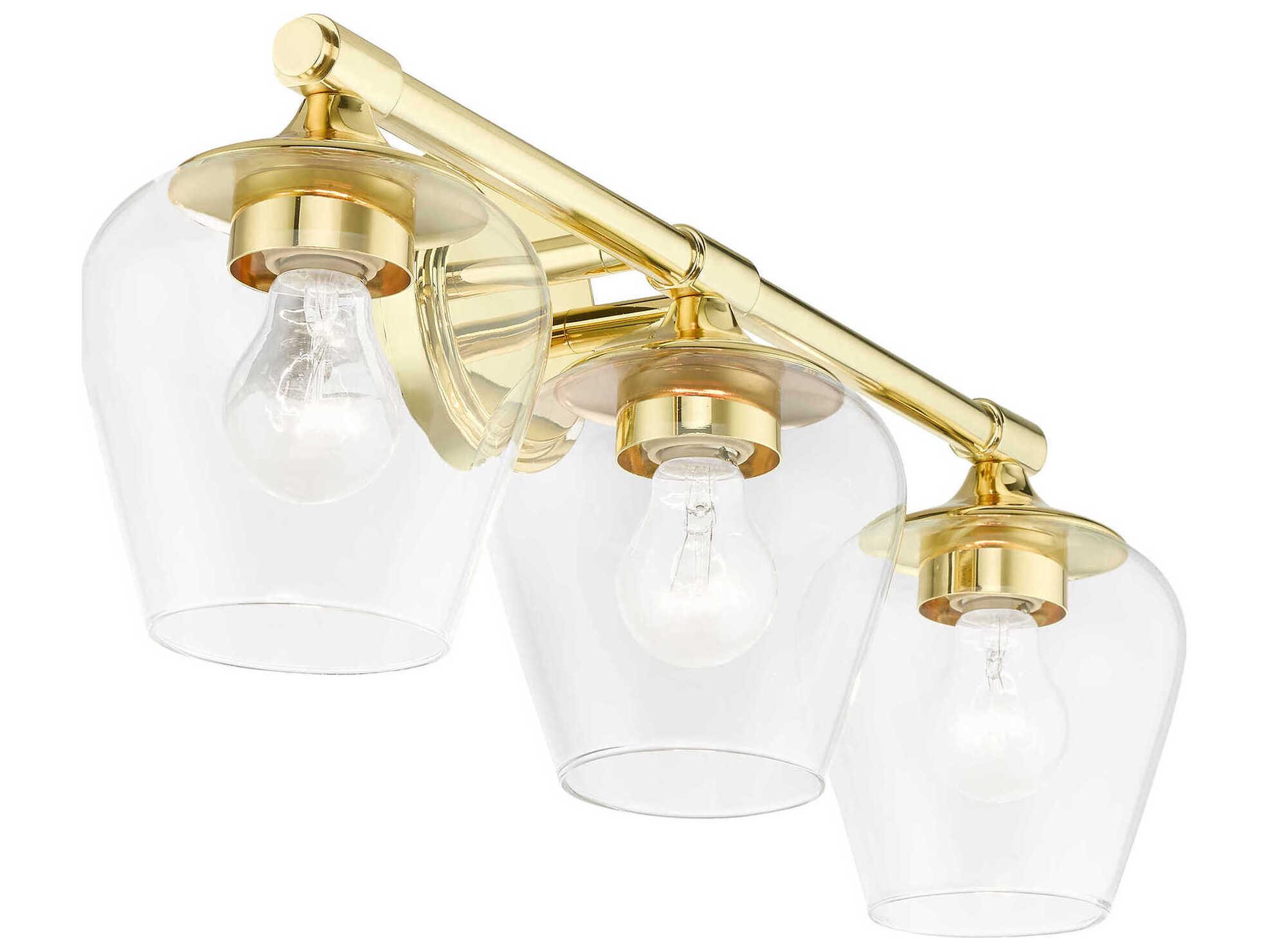 Livex Lighting Willow 3-Light Polished Brass Glass Vanity Light