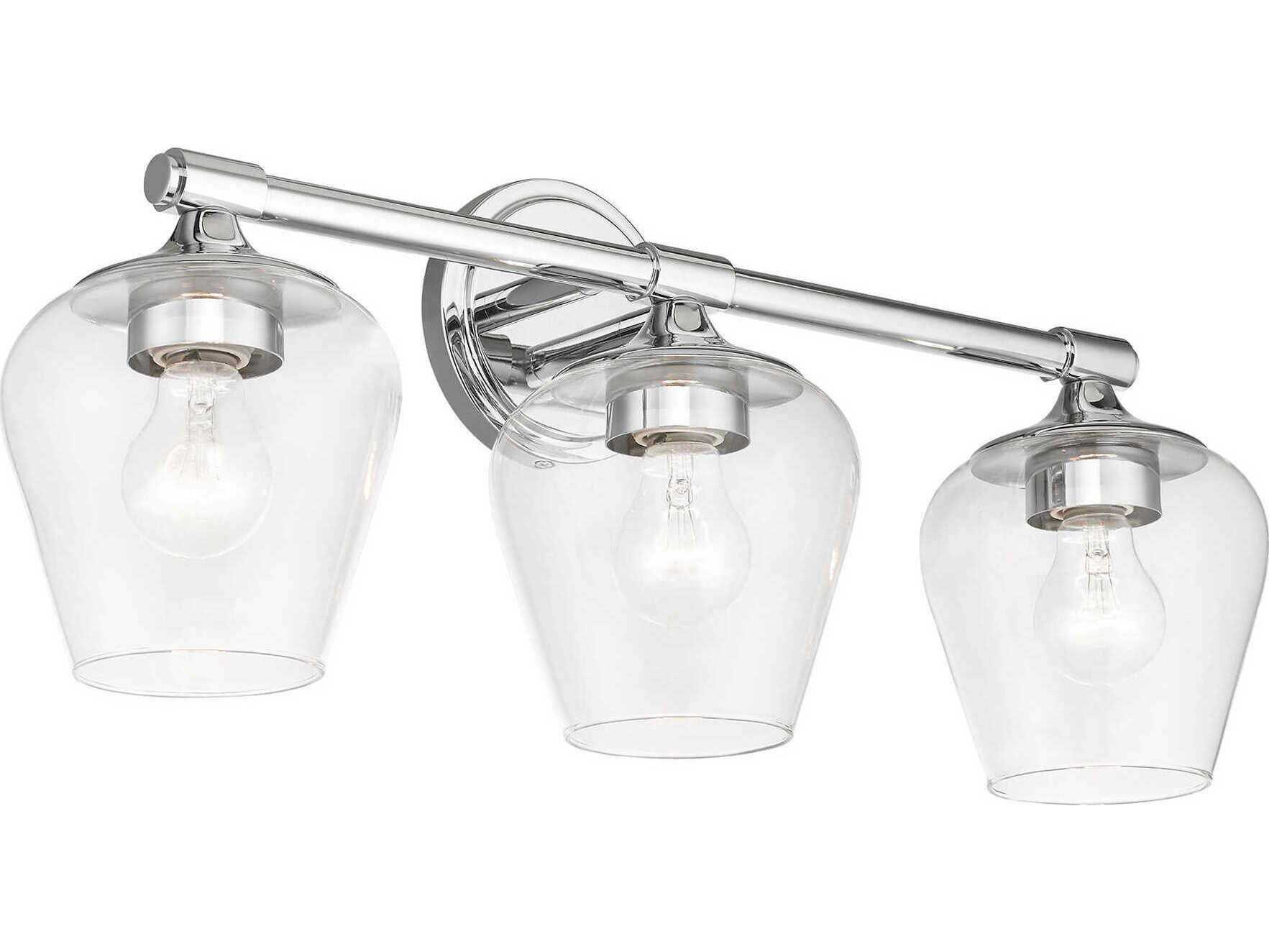 Livex Lighting Willow 3-Light Polished Chrome Glass Vanity Light