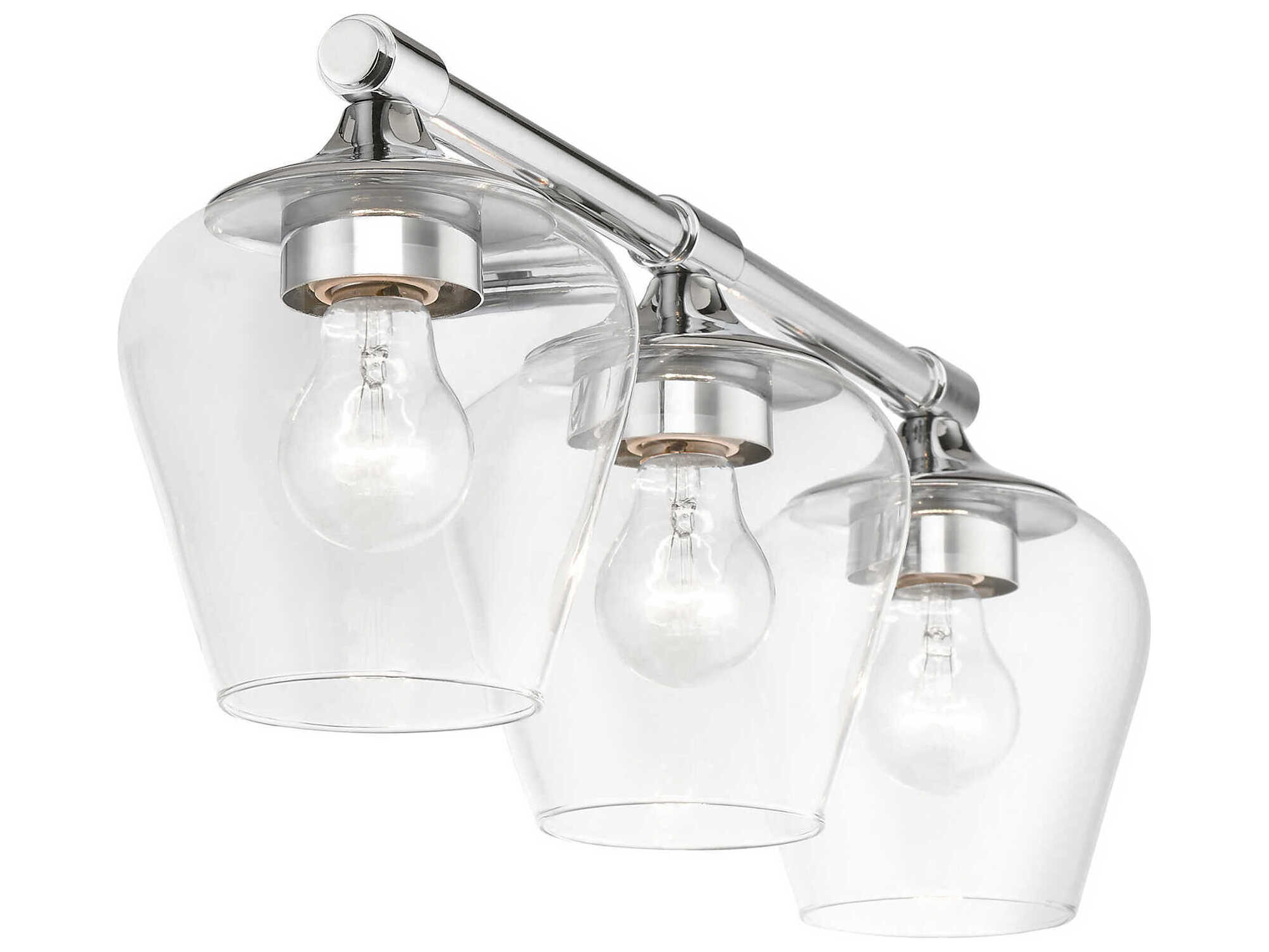 Livex Lighting Willow 3-Light Polished Chrome Glass Vanity Light