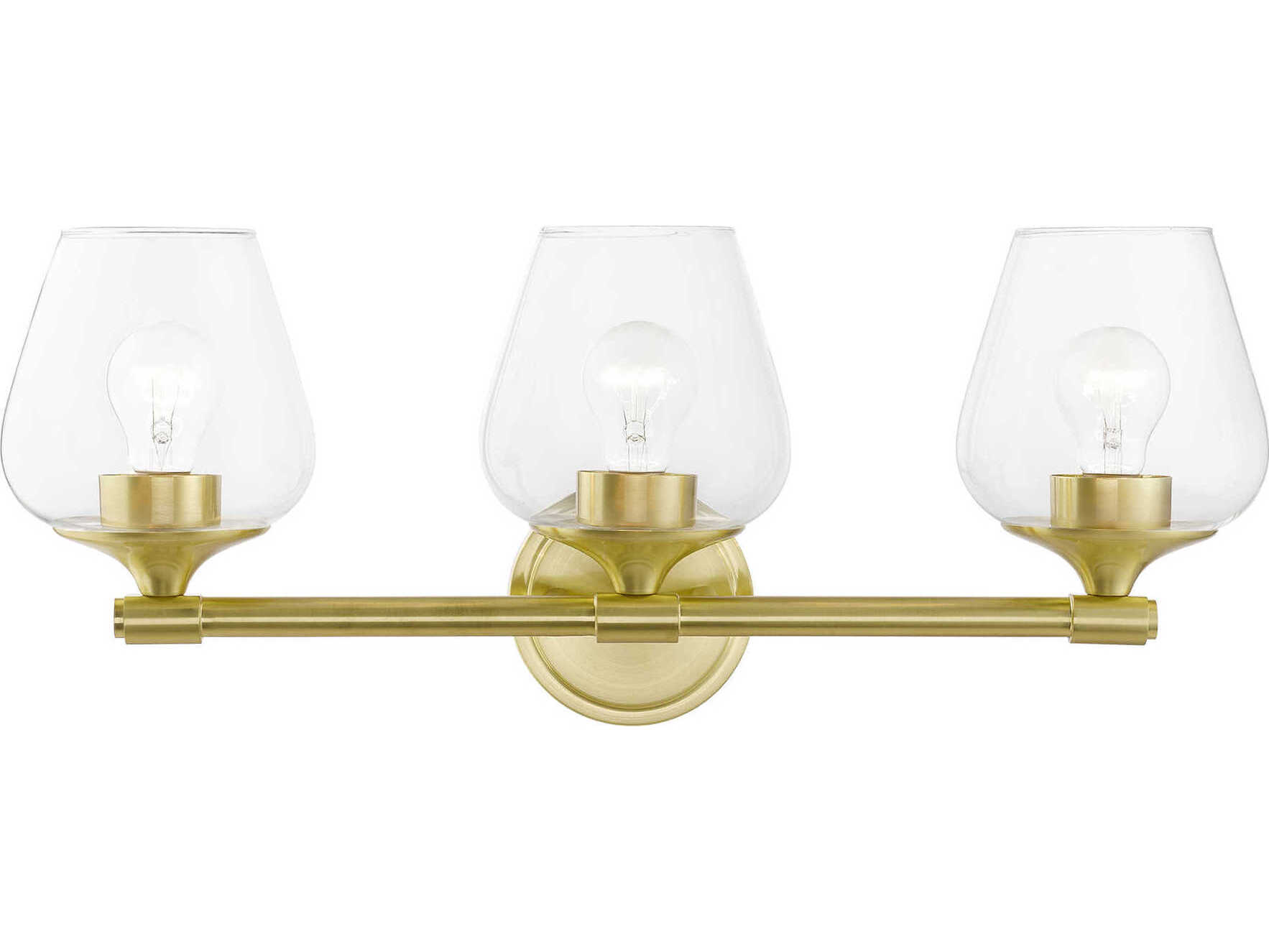 Livex Lighting Willow 3-Light Satin Brass Glass Vanity Light