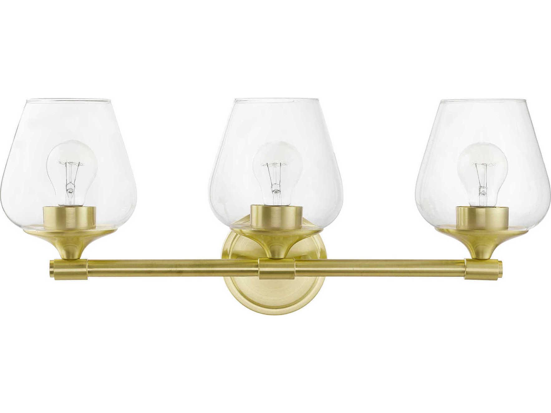 Livex Lighting Willow 3-Light Satin Brass Glass Vanity Light