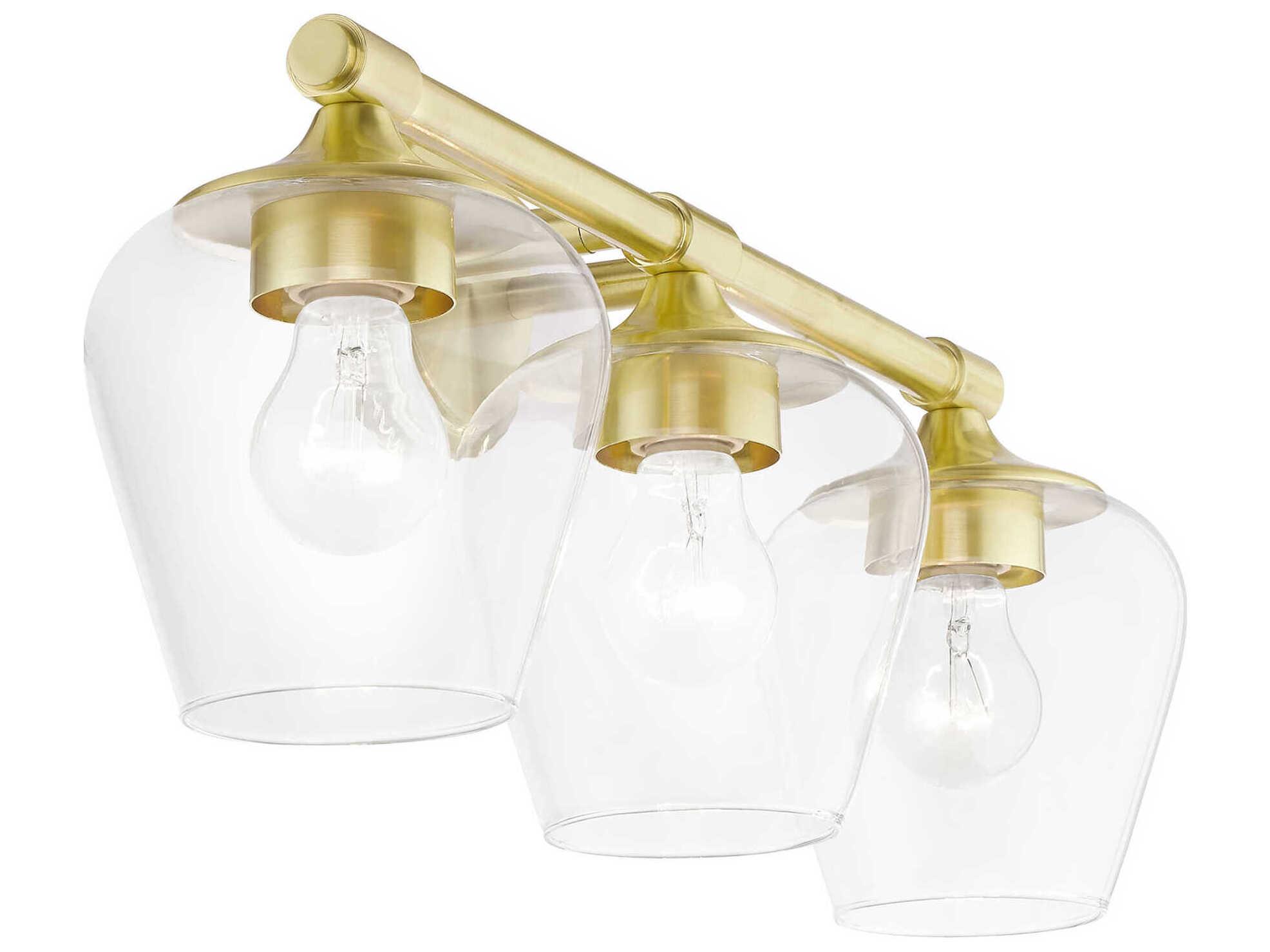 Livex Lighting Willow 3-Light Satin Brass Glass Vanity Light
