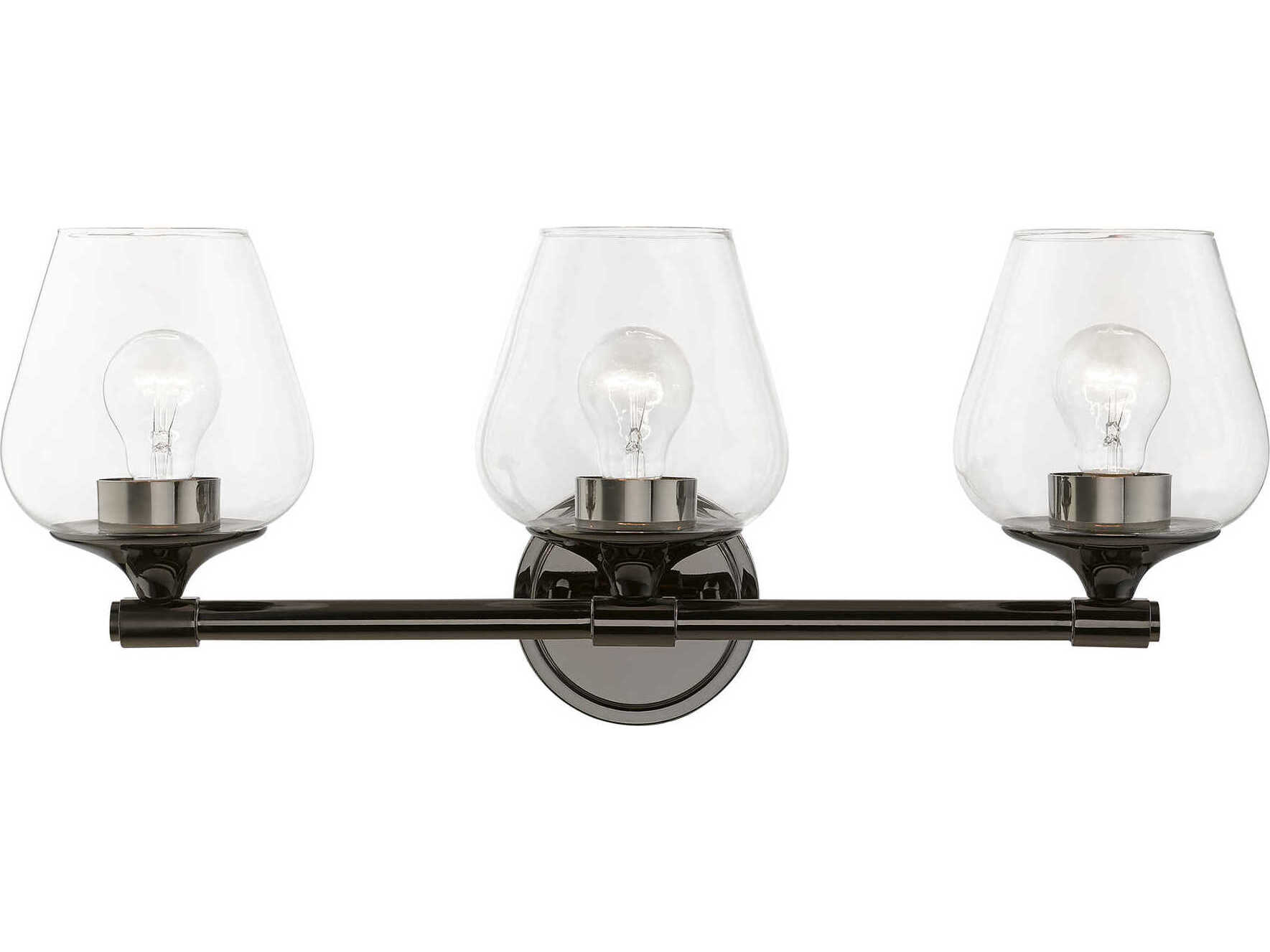 Livex Lighting Willow 3-Light Black Chrome Glass Vanity Light