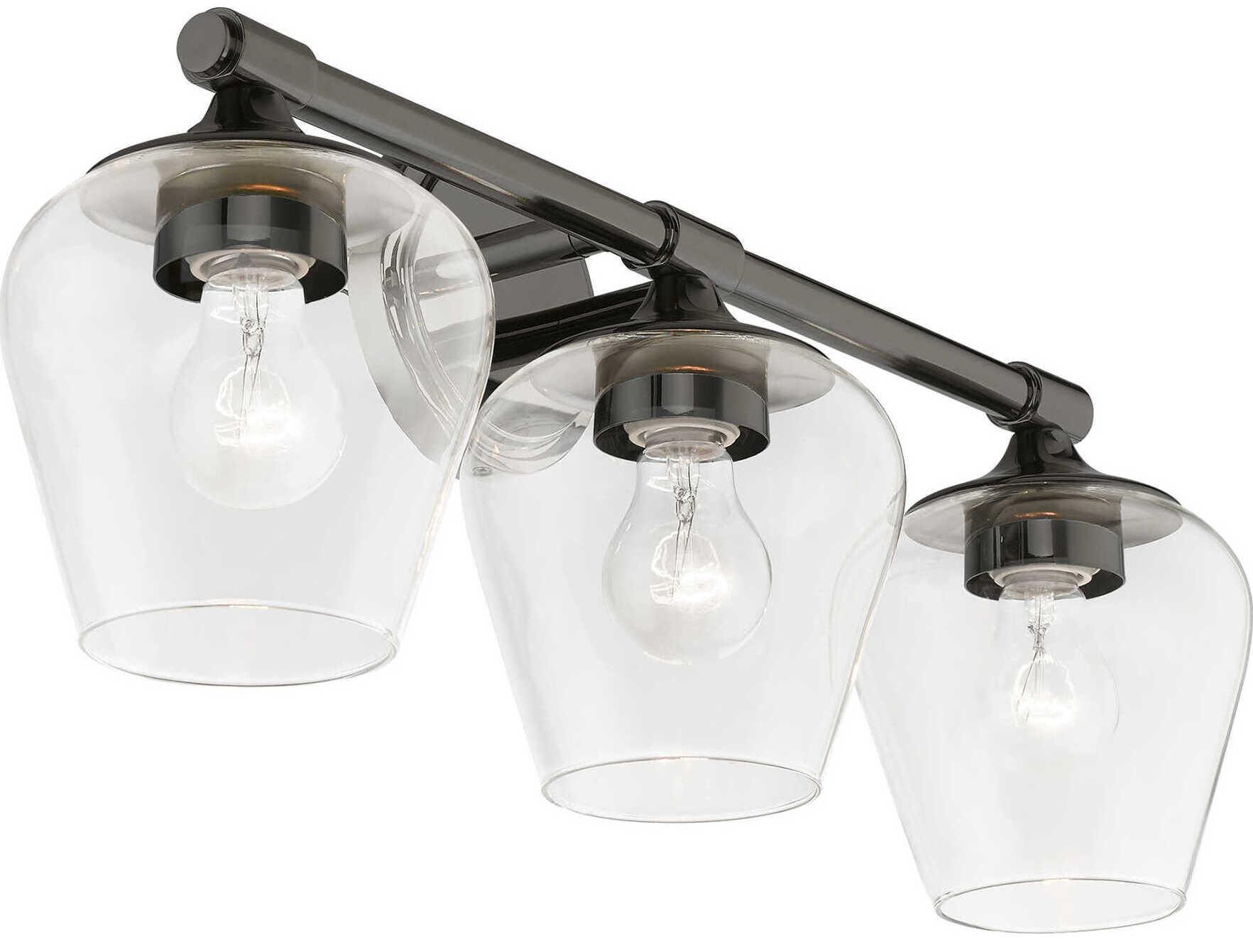Livex Lighting Willow 3-Light Black Chrome Glass Vanity Light
