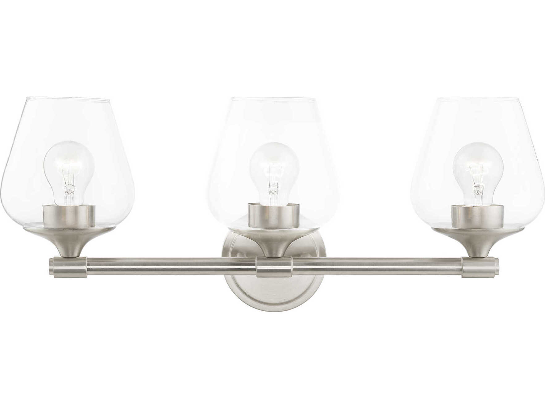 Livex Lighting Willow 3-Light Brushed Nickel Glass Vanity Light