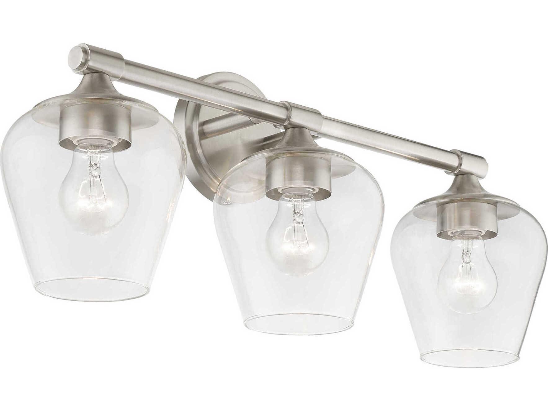 Livex Lighting Willow 3-Light Brushed Nickel Glass Vanity Light