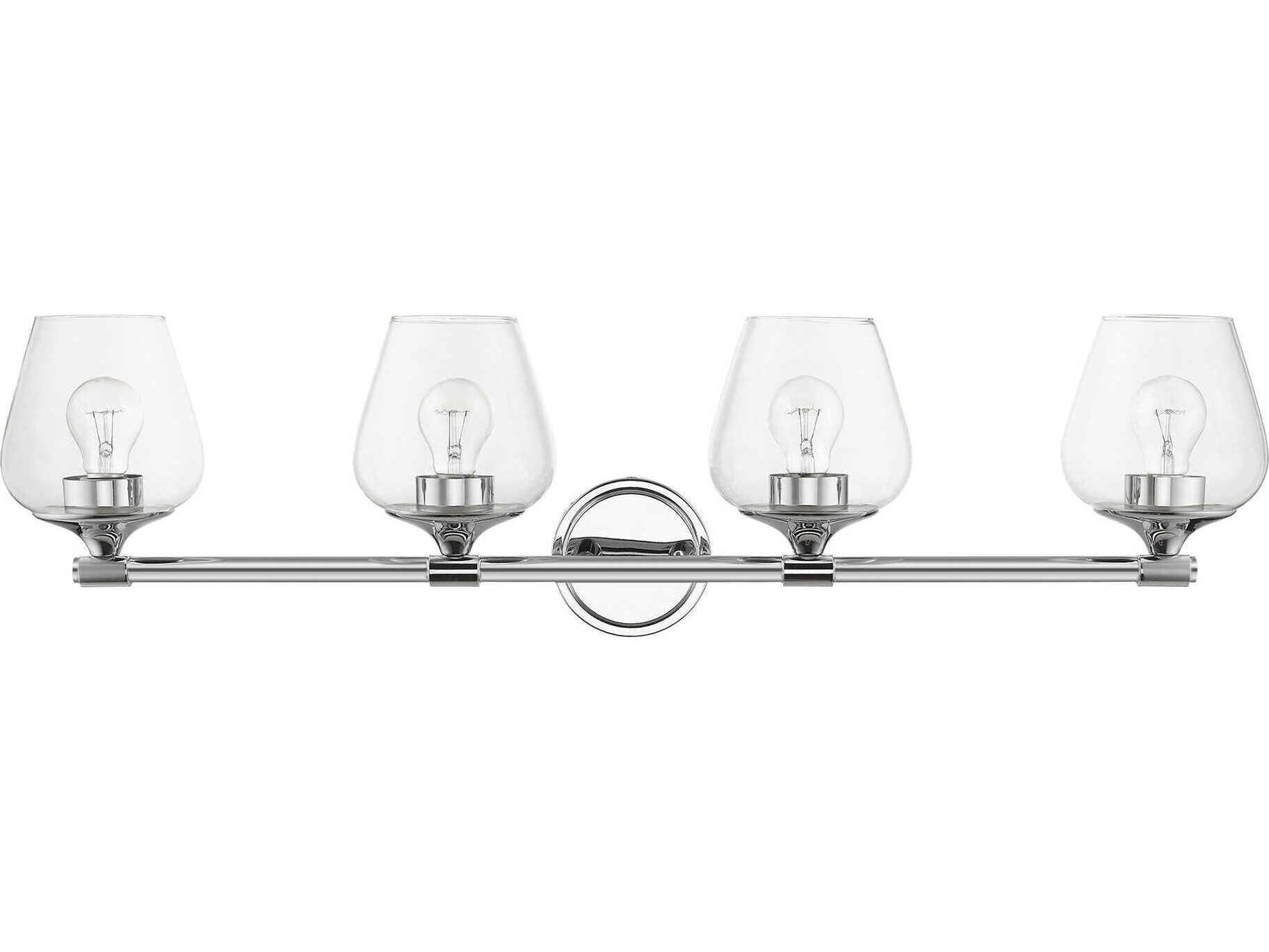 Livex Lighting Willow 4-Light Polished Chrome Glass Vanity Light
