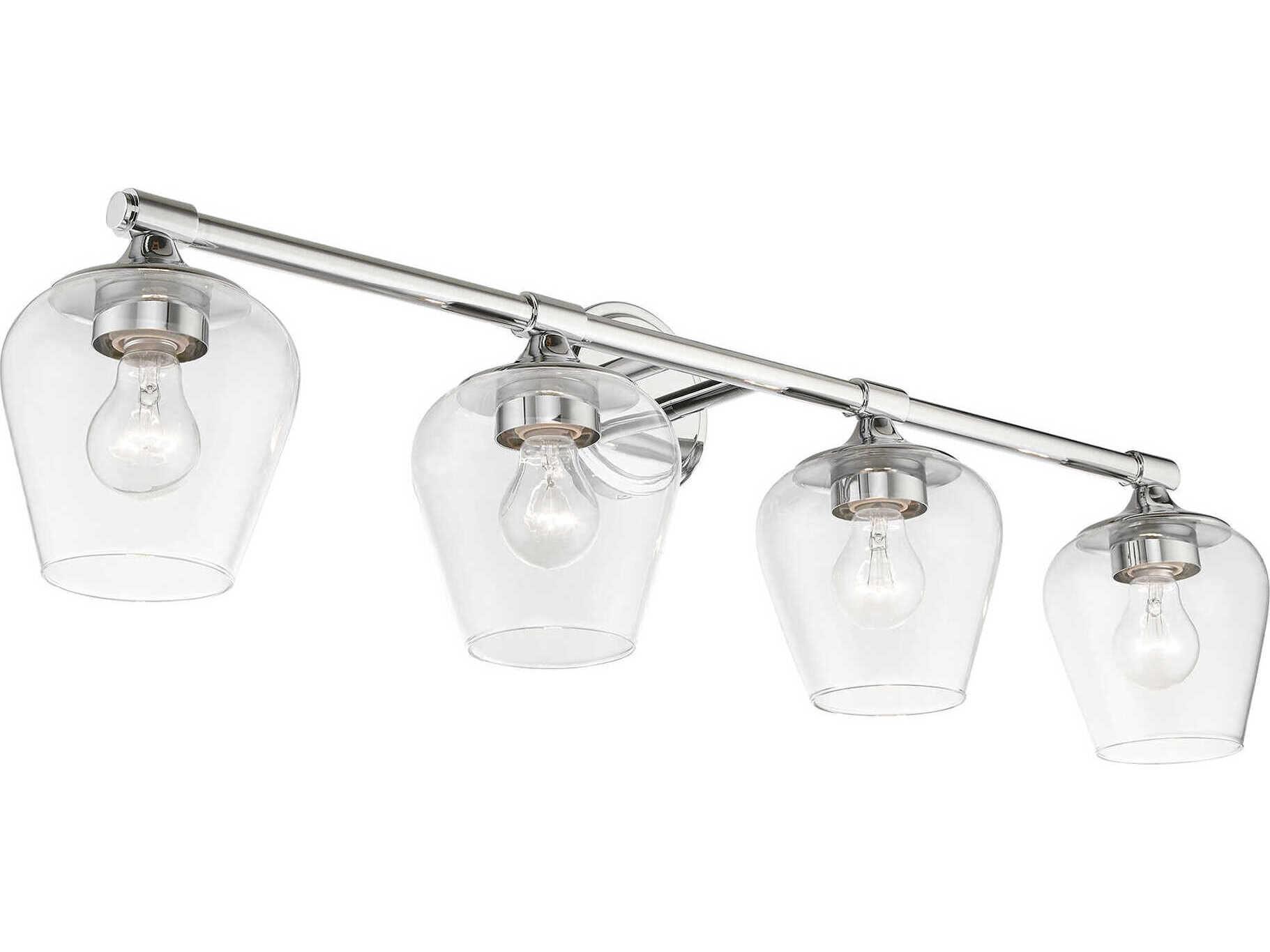 Livex Lighting Willow 4-Light Polished Chrome Glass Vanity Light