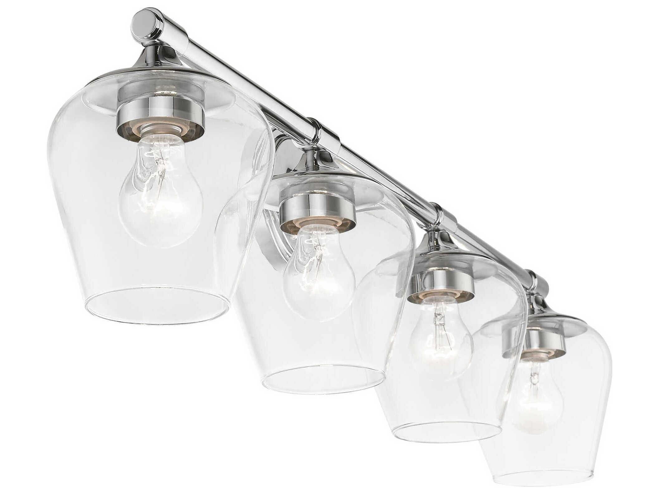 Livex Lighting Willow 4-Light Polished Chrome Glass Vanity Light