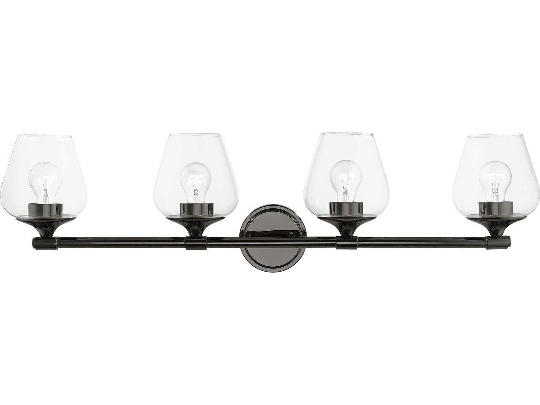 Livex Lighting Willow 4-Light Black Chrome Glass Vanity Light