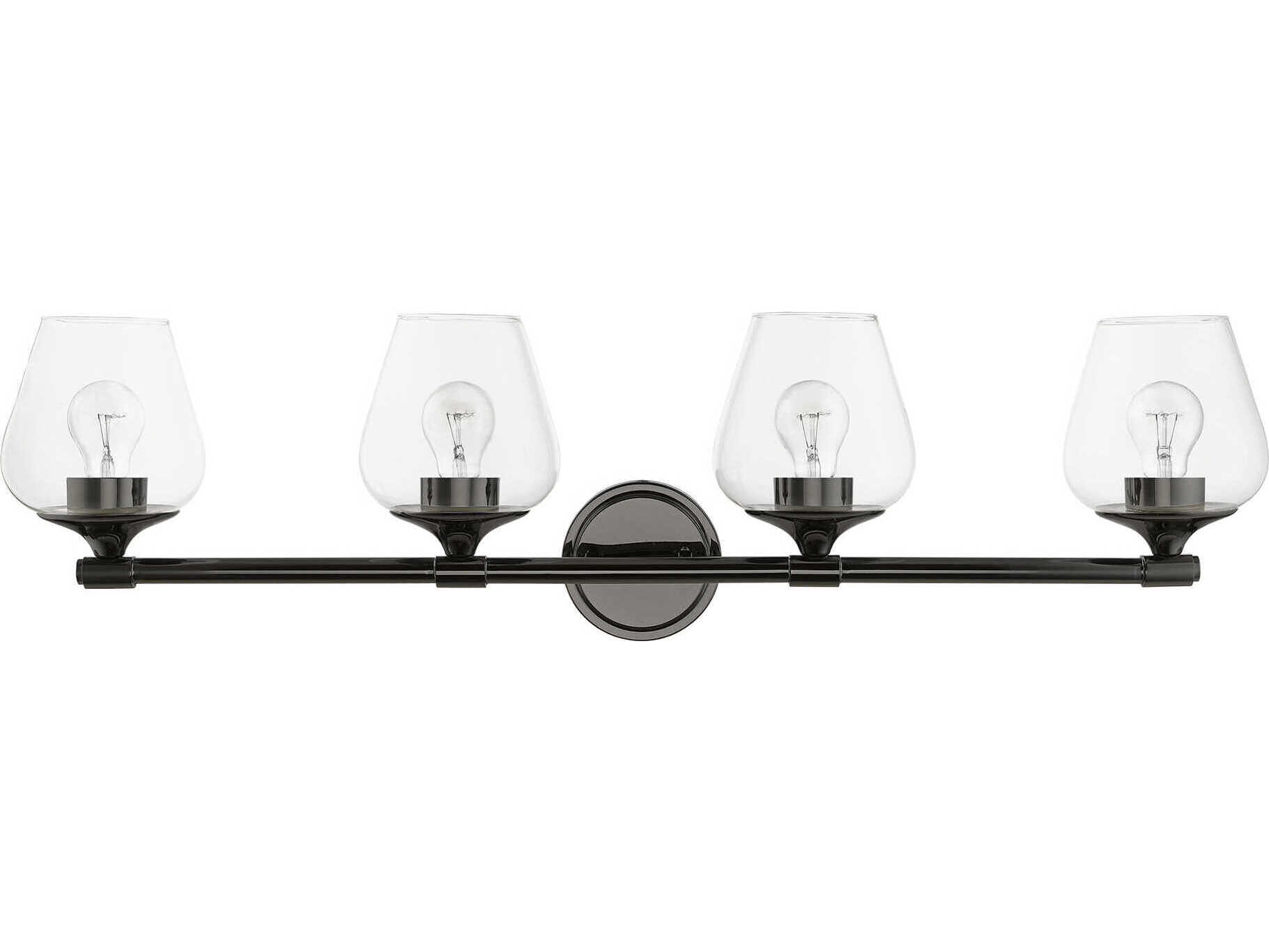 Livex Lighting Willow 4-Light Black Chrome Glass Vanity Light