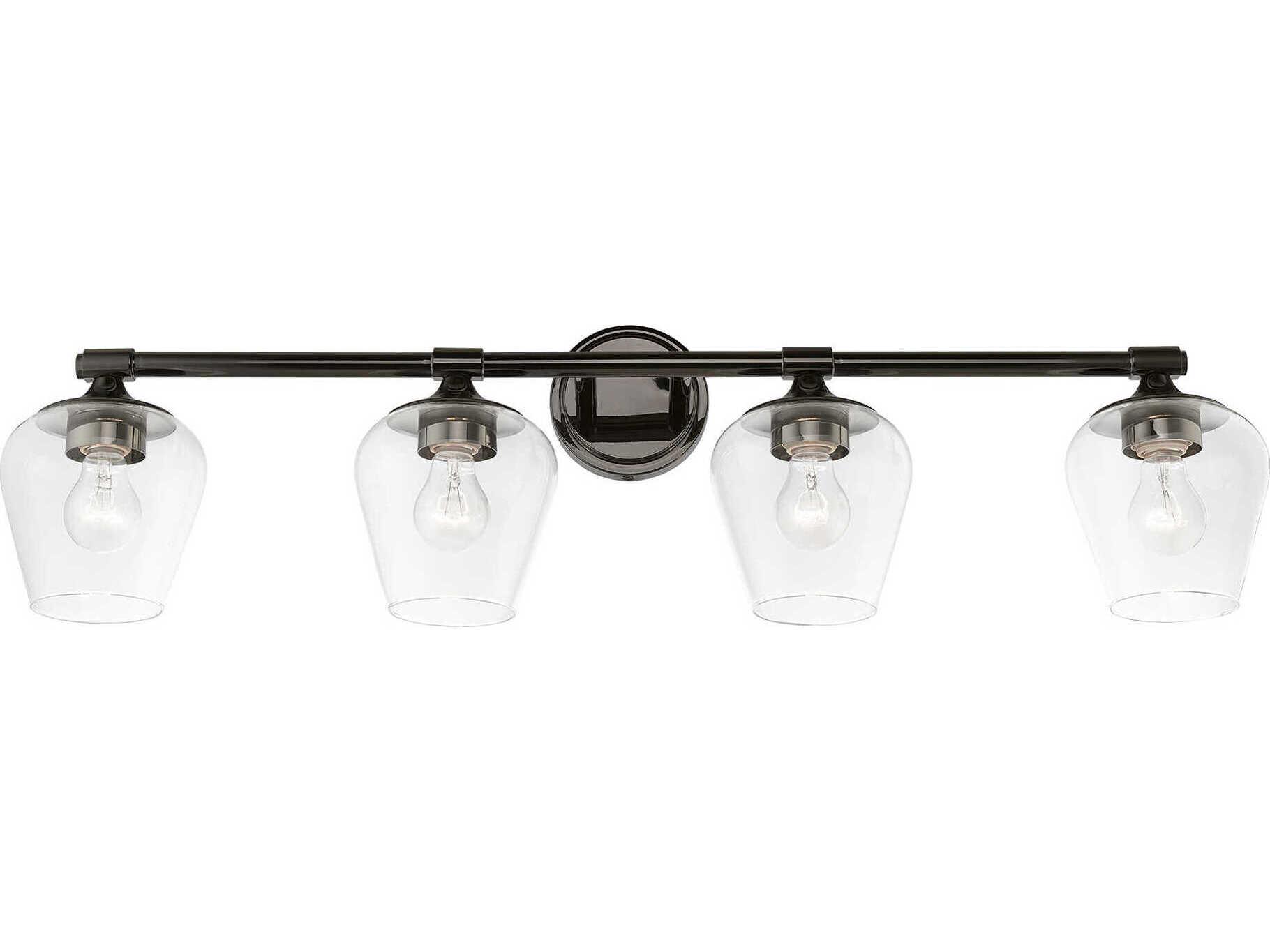 Livex Lighting Willow 4-Light Black Chrome Glass Vanity Light