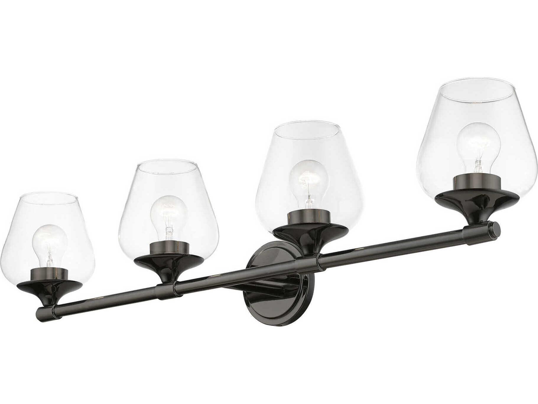 Livex Lighting Willow 4-Light Black Chrome Glass Vanity Light