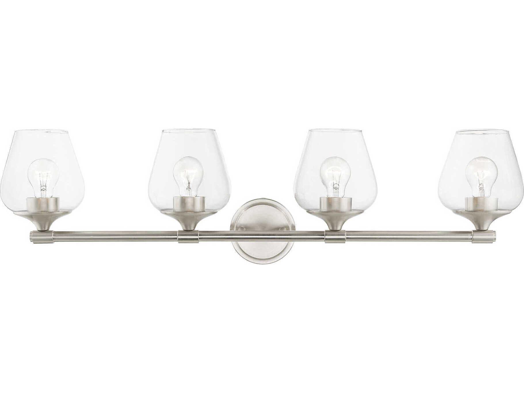Livex Lighting Willow 4-Light Brushed Nickel Glass Vanity Light