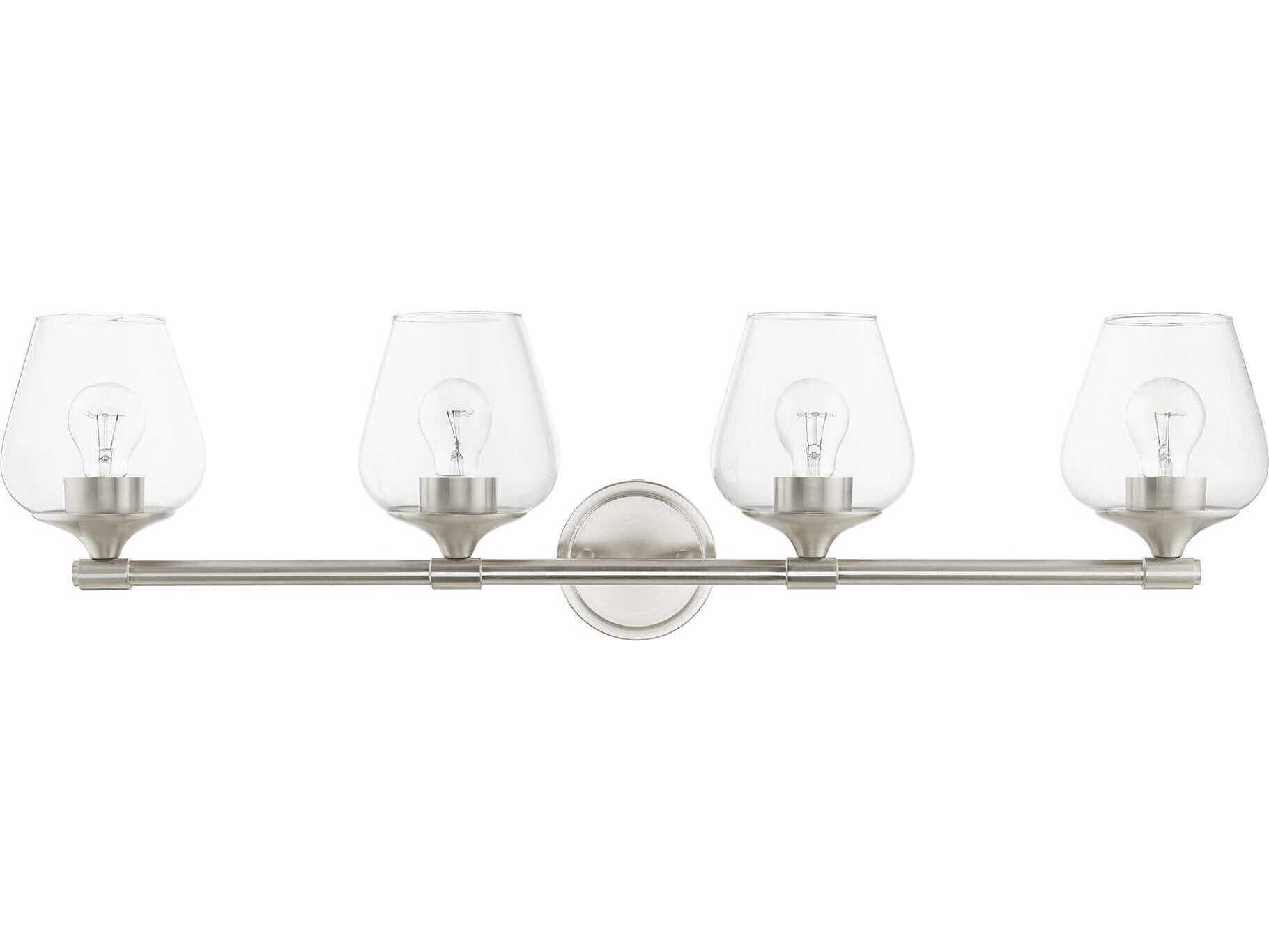 Livex Lighting Willow 4-Light Brushed Nickel Glass Vanity Light