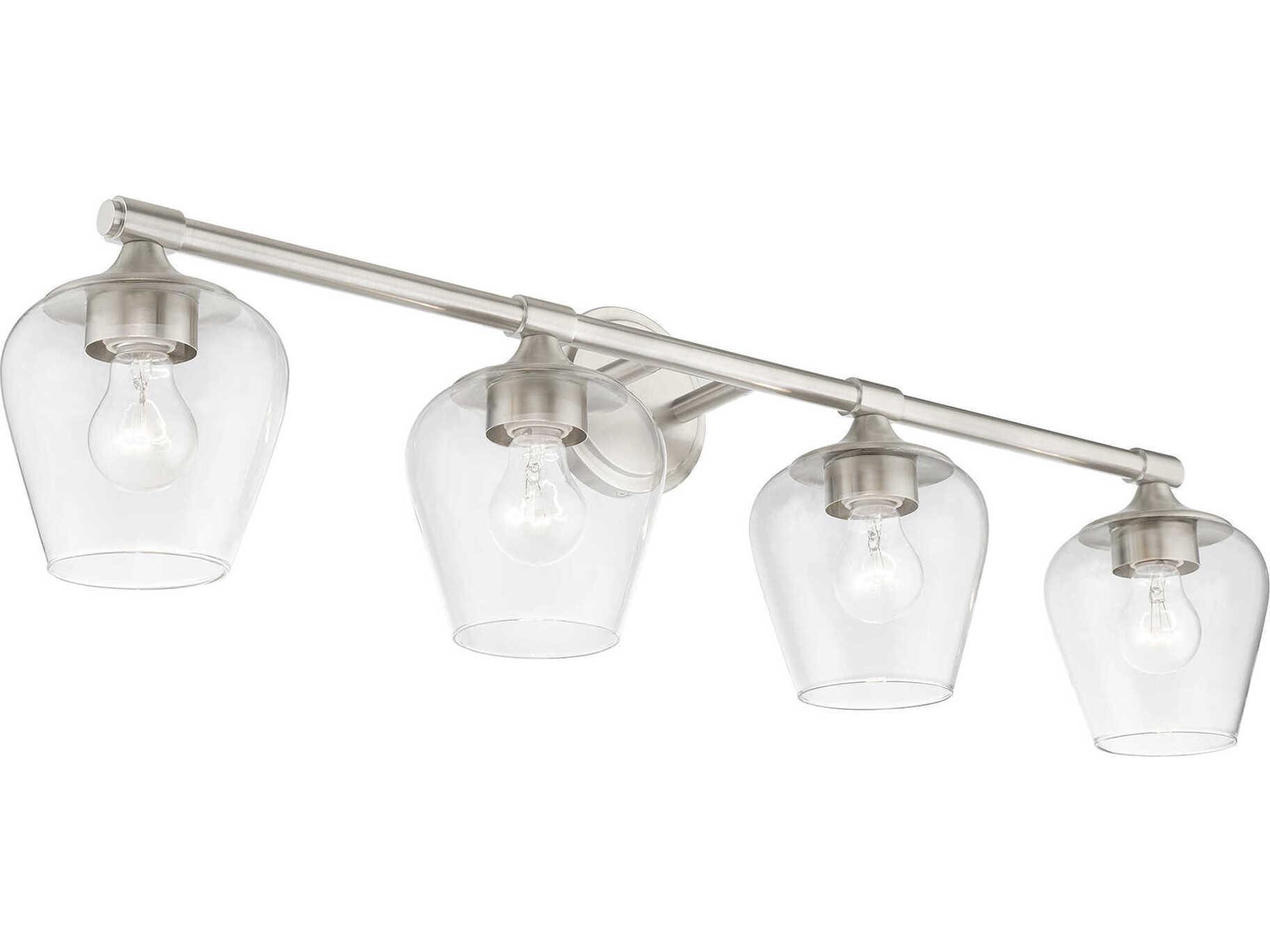 Livex Lighting Willow 4-Light Brushed Nickel Glass Vanity Light