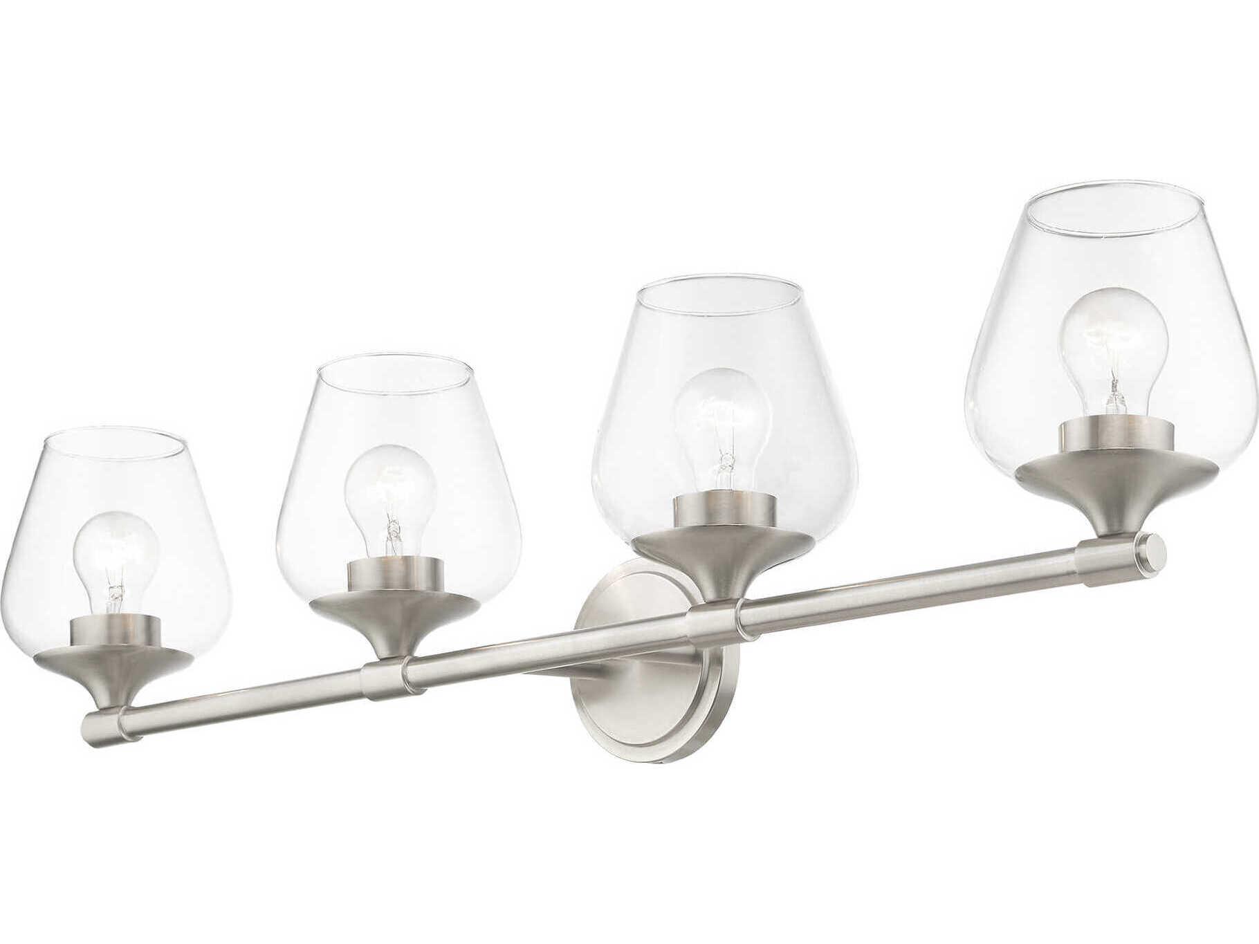 Livex Lighting Willow 4-Light Brushed Nickel Glass Vanity Light