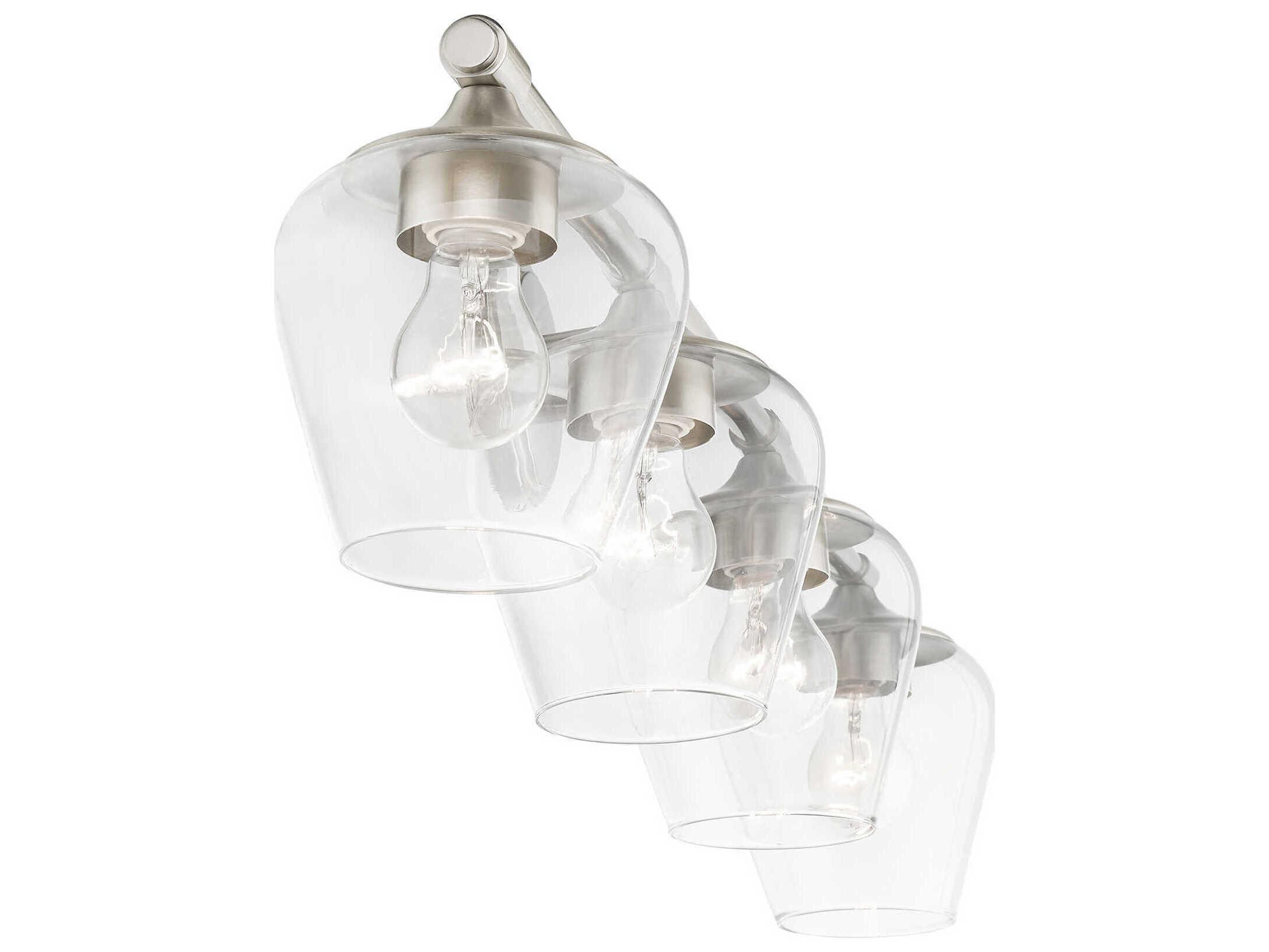 Livex Lighting Willow 4-Light Brushed Nickel Glass Vanity Light