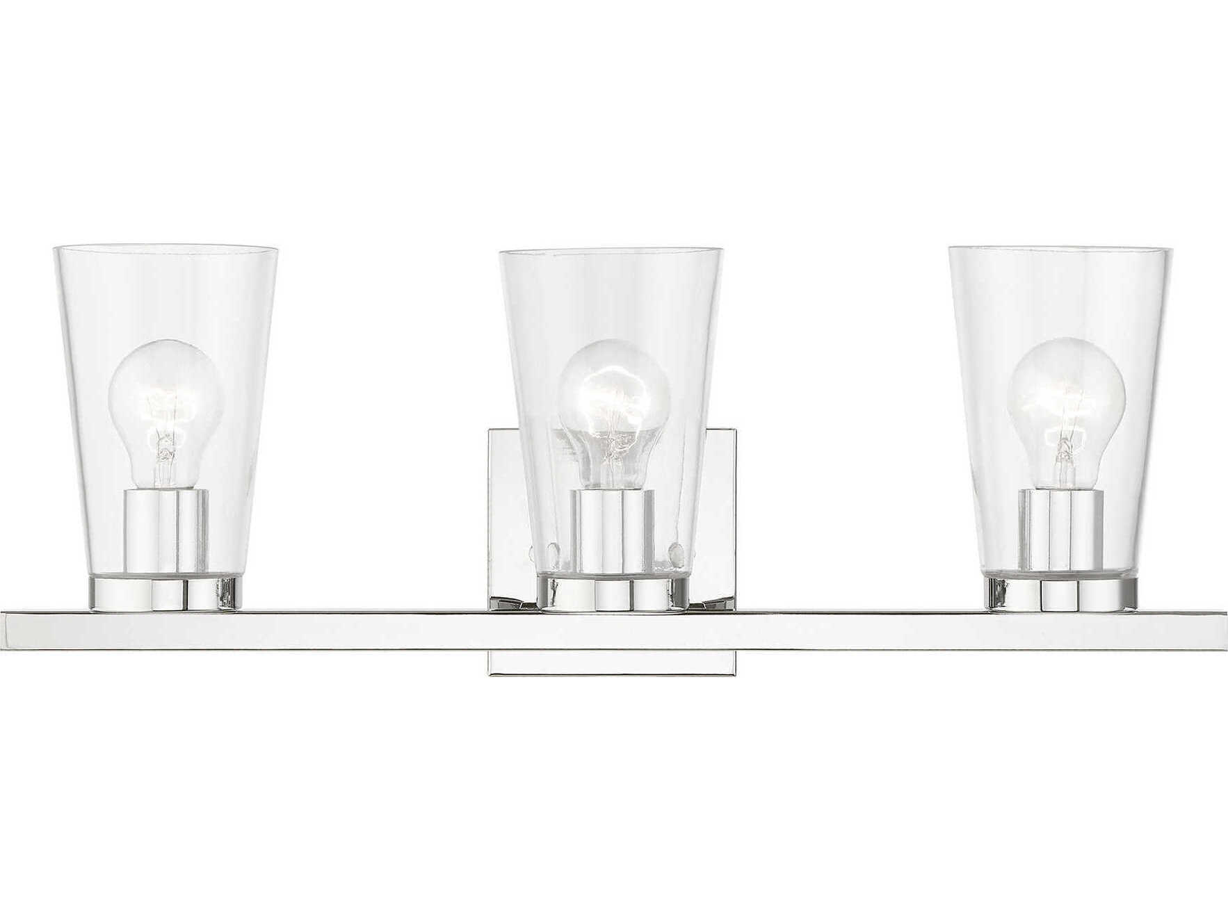 Livex Lighting Cityview 3-Light Polished Chrome Glass Vanity Light