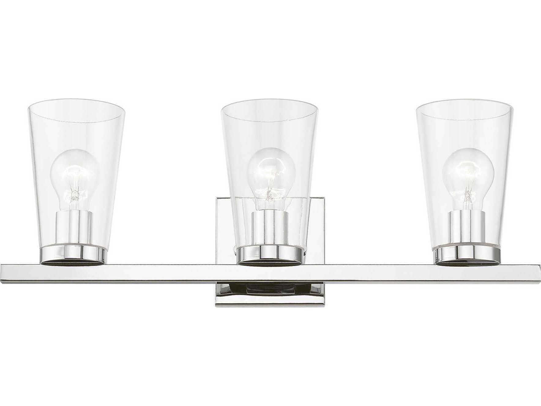 Livex Lighting Cityview 3-Light Polished Chrome Glass Vanity Light