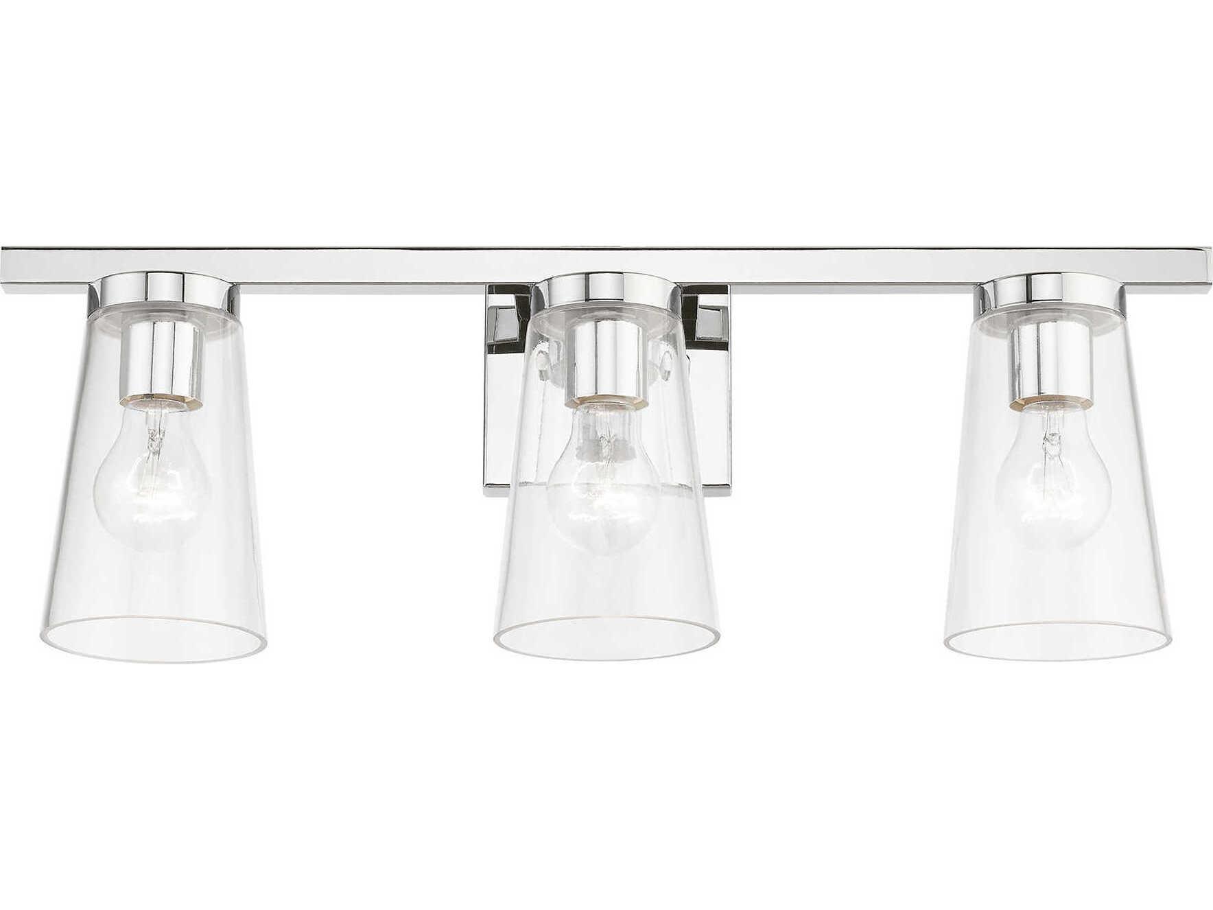 Livex Lighting Cityview 3-Light Polished Chrome Glass Vanity Light