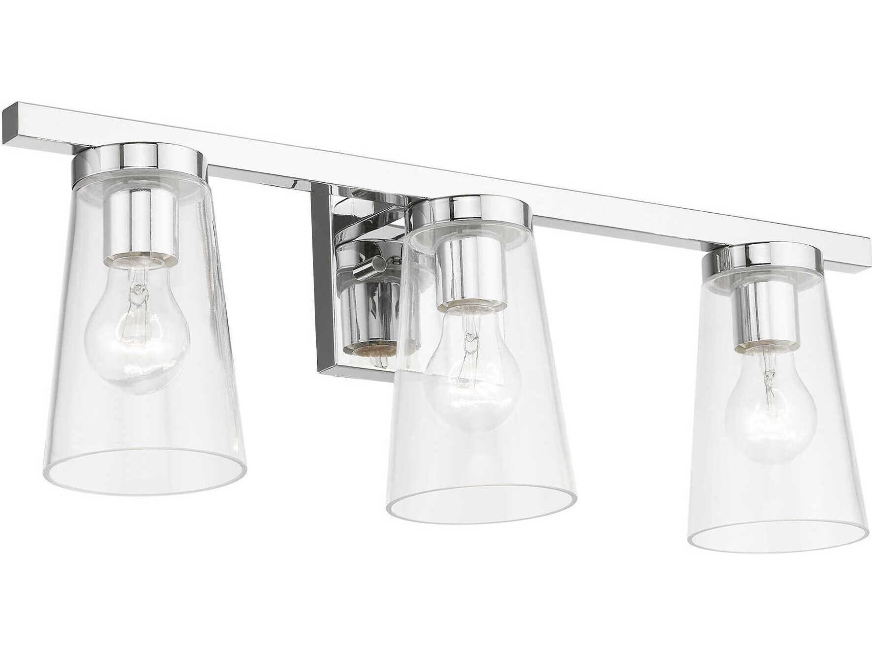 Livex Lighting Cityview 3-Light Polished Chrome Glass Vanity Light