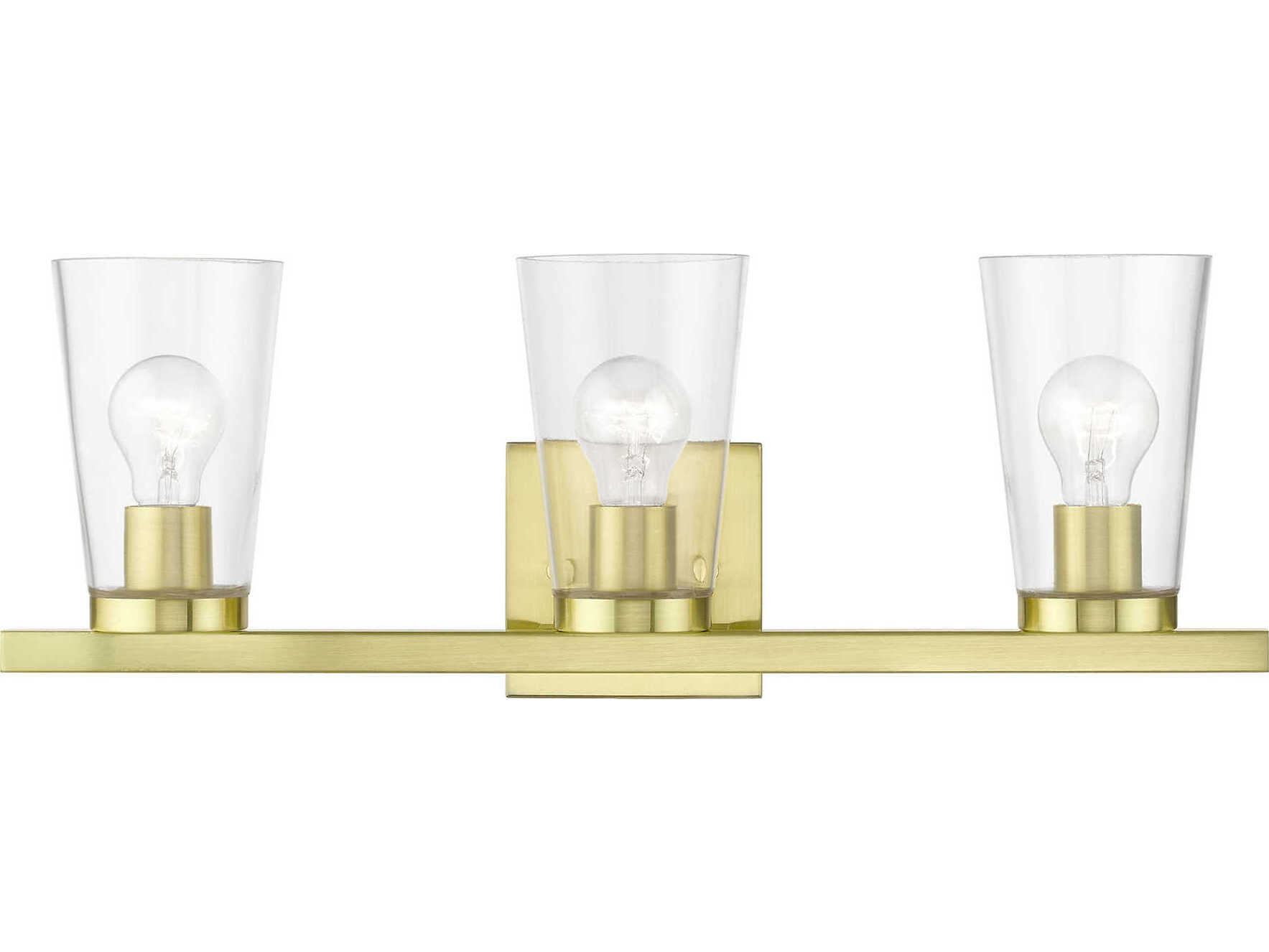 Livex Lighting Cityview 3-Light Satin Brass Glass Vanity Light