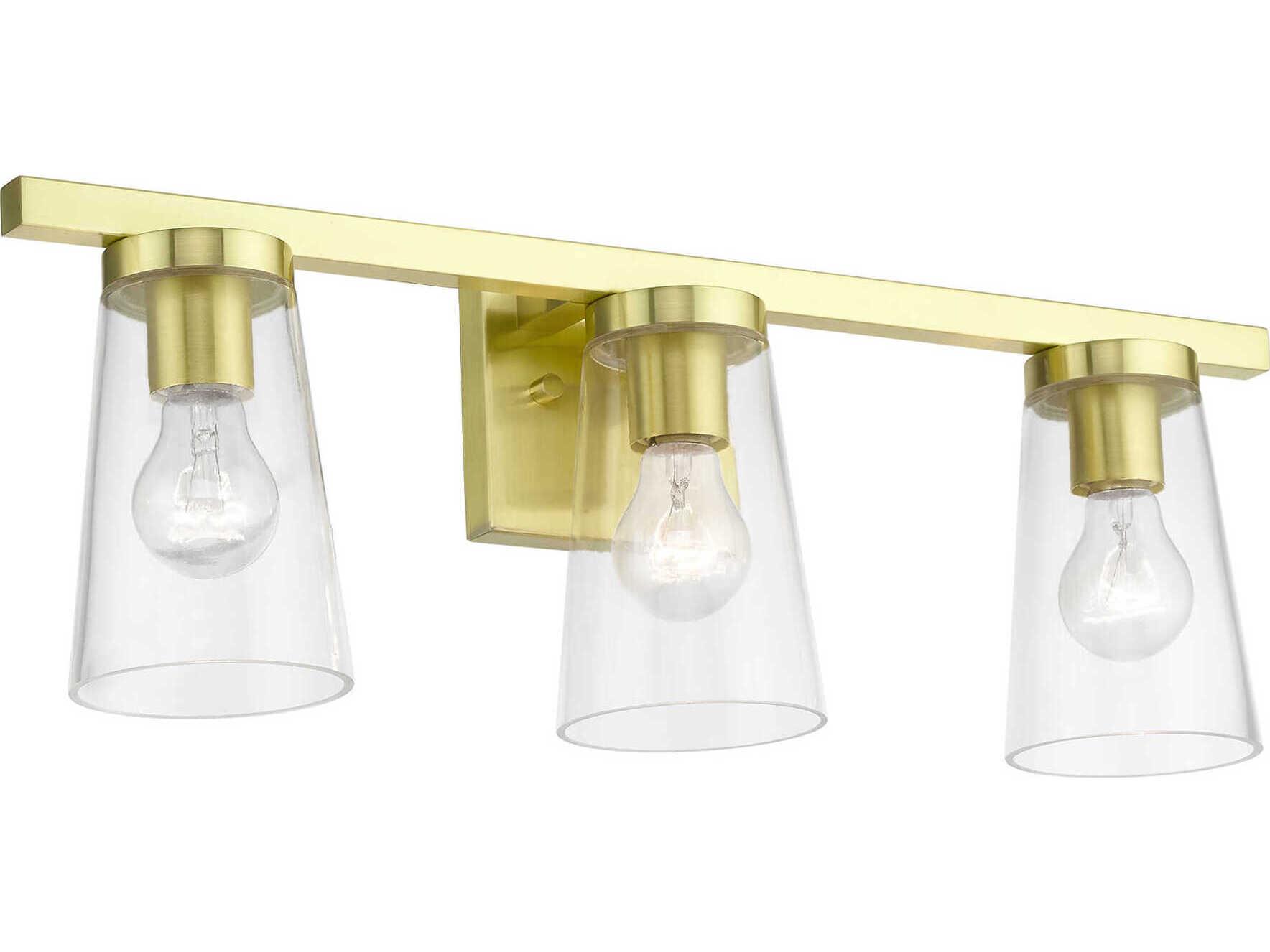 Livex Lighting Cityview 3-Light Satin Brass Glass Vanity Light