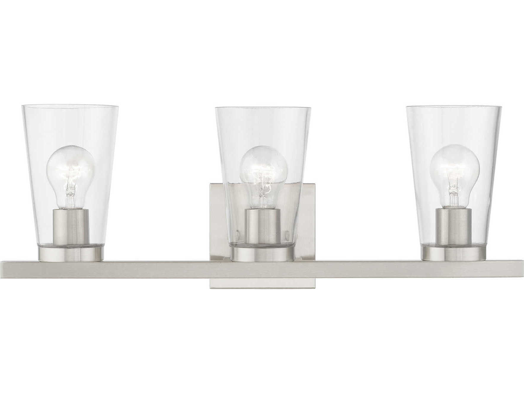 Livex Lighting Cityview 3-Light Brushed Nickel Glass Vanity Light