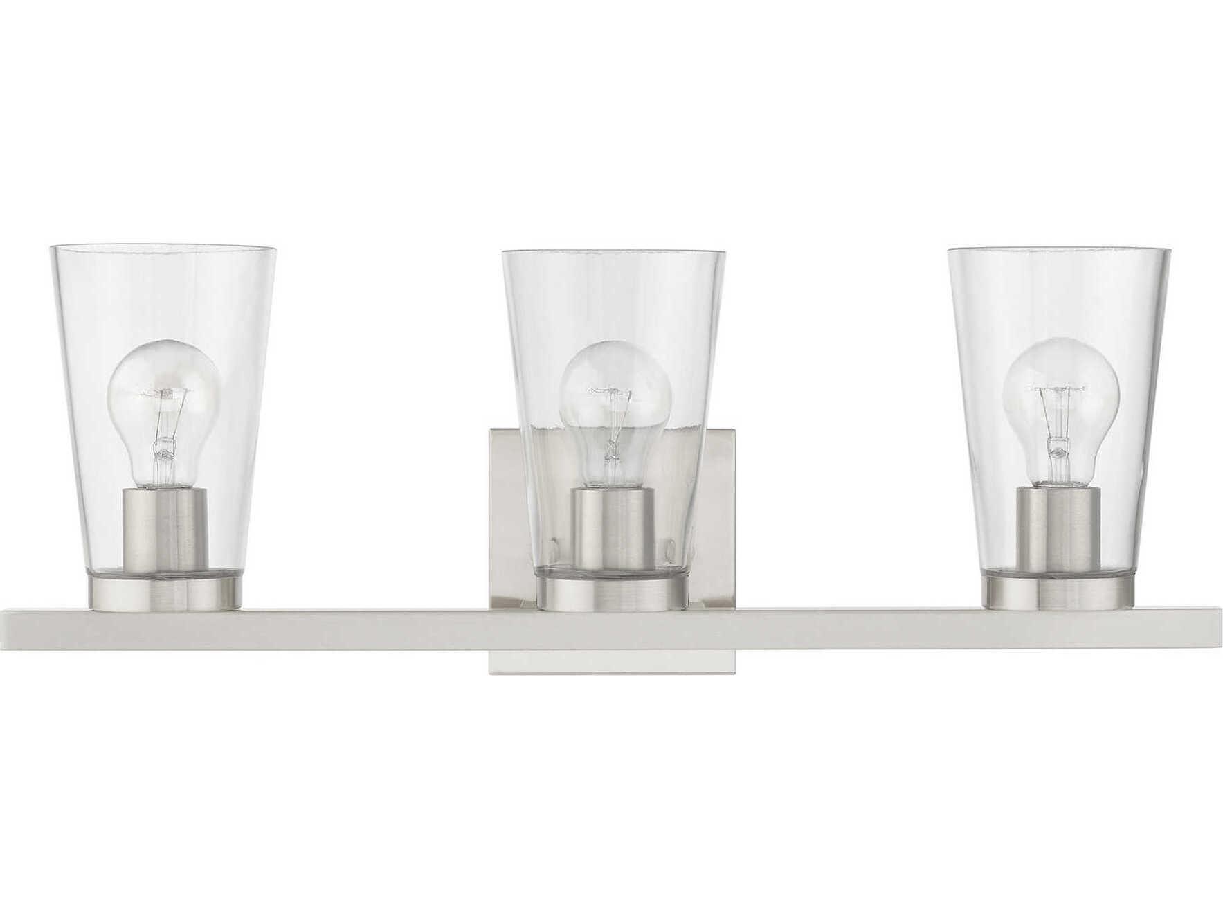 Livex Lighting Cityview 3-Light Brushed Nickel Glass Vanity Light