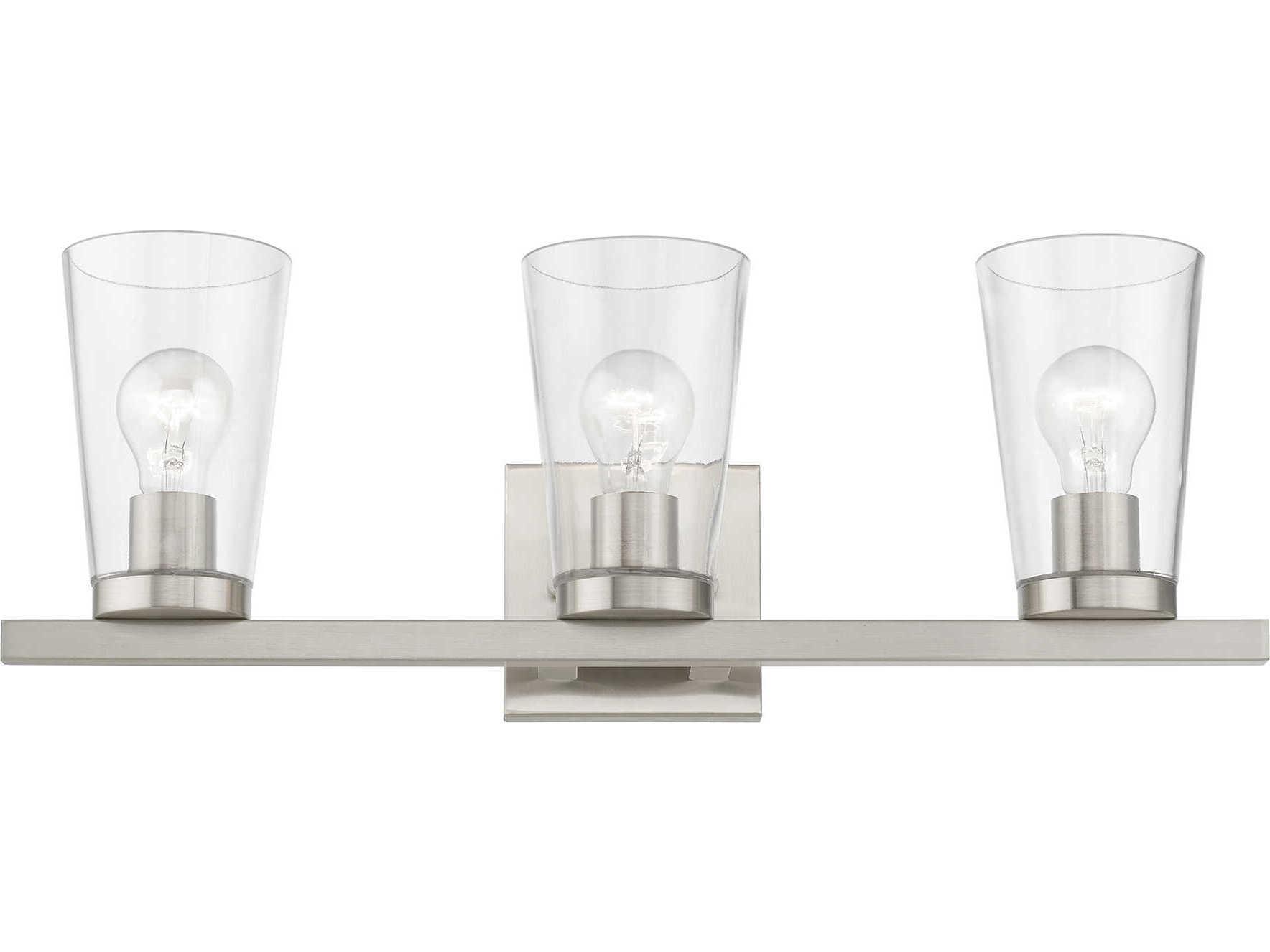 Livex Lighting Cityview 3-Light Brushed Nickel Glass Vanity Light