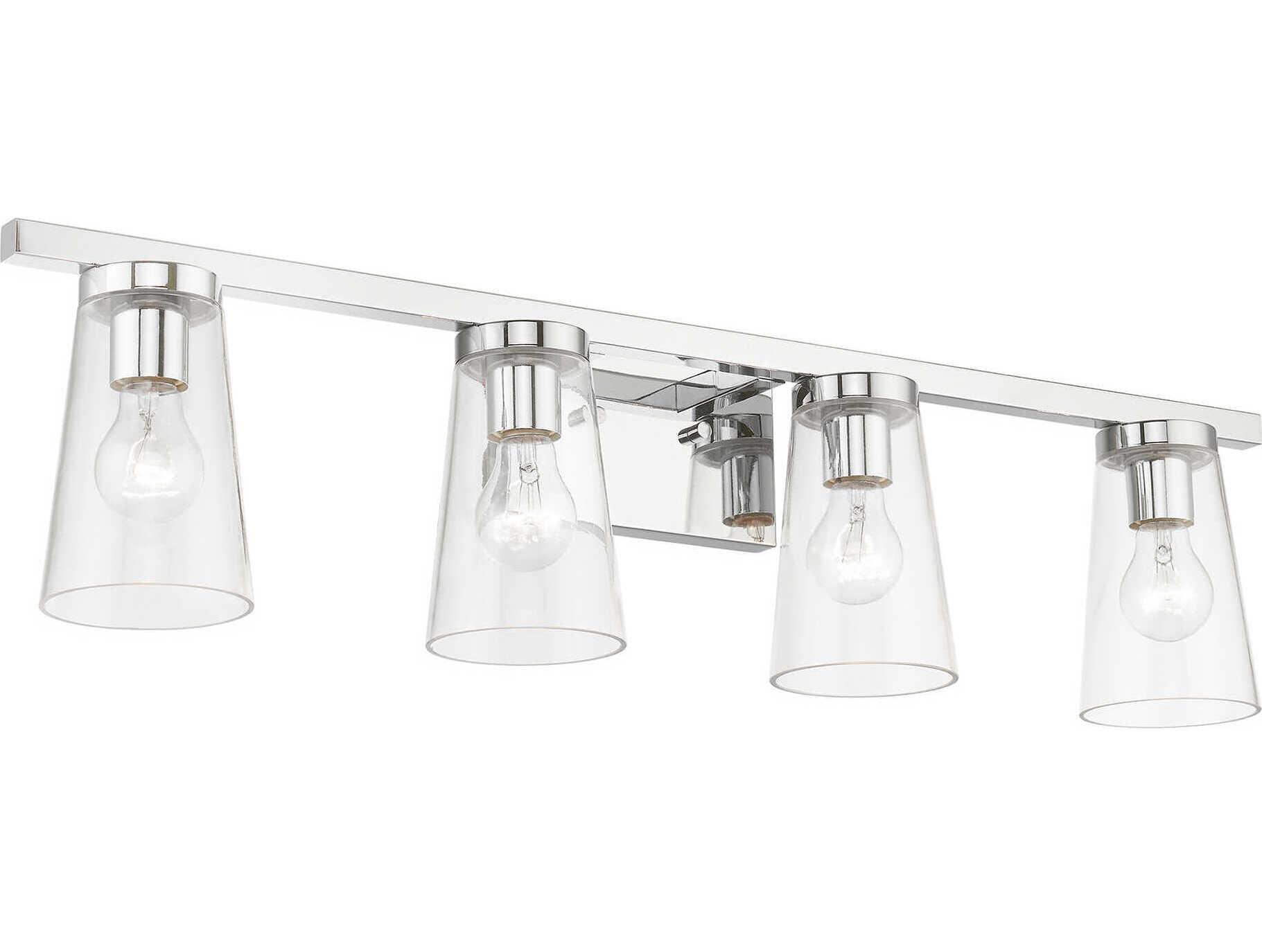 Livex Lighting Cityview 4-Light Polished Chrome Glass Vanity Light