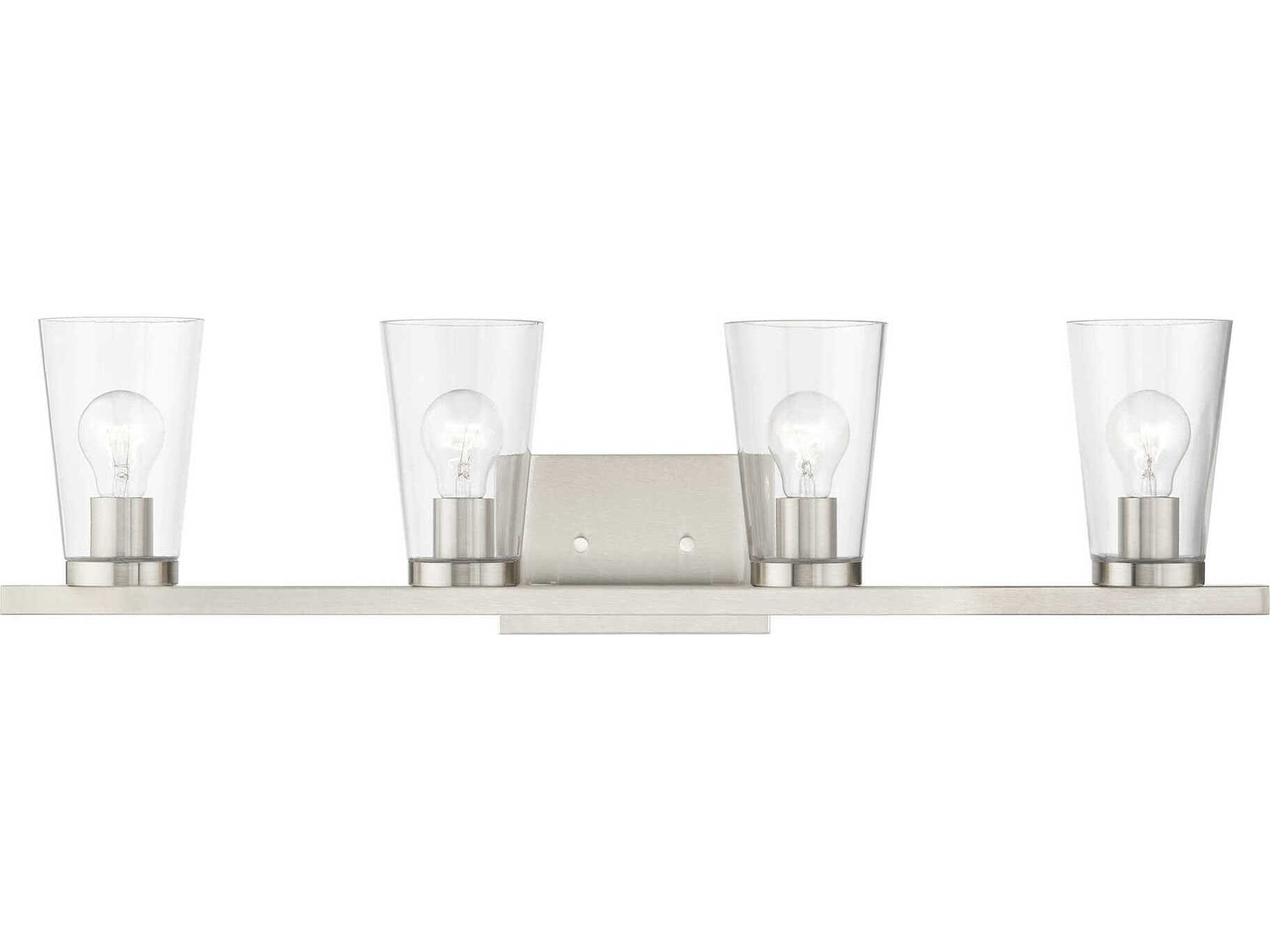 Livex Lighting Cityview 4-Light Brushed Nickel Glass Vanity Light