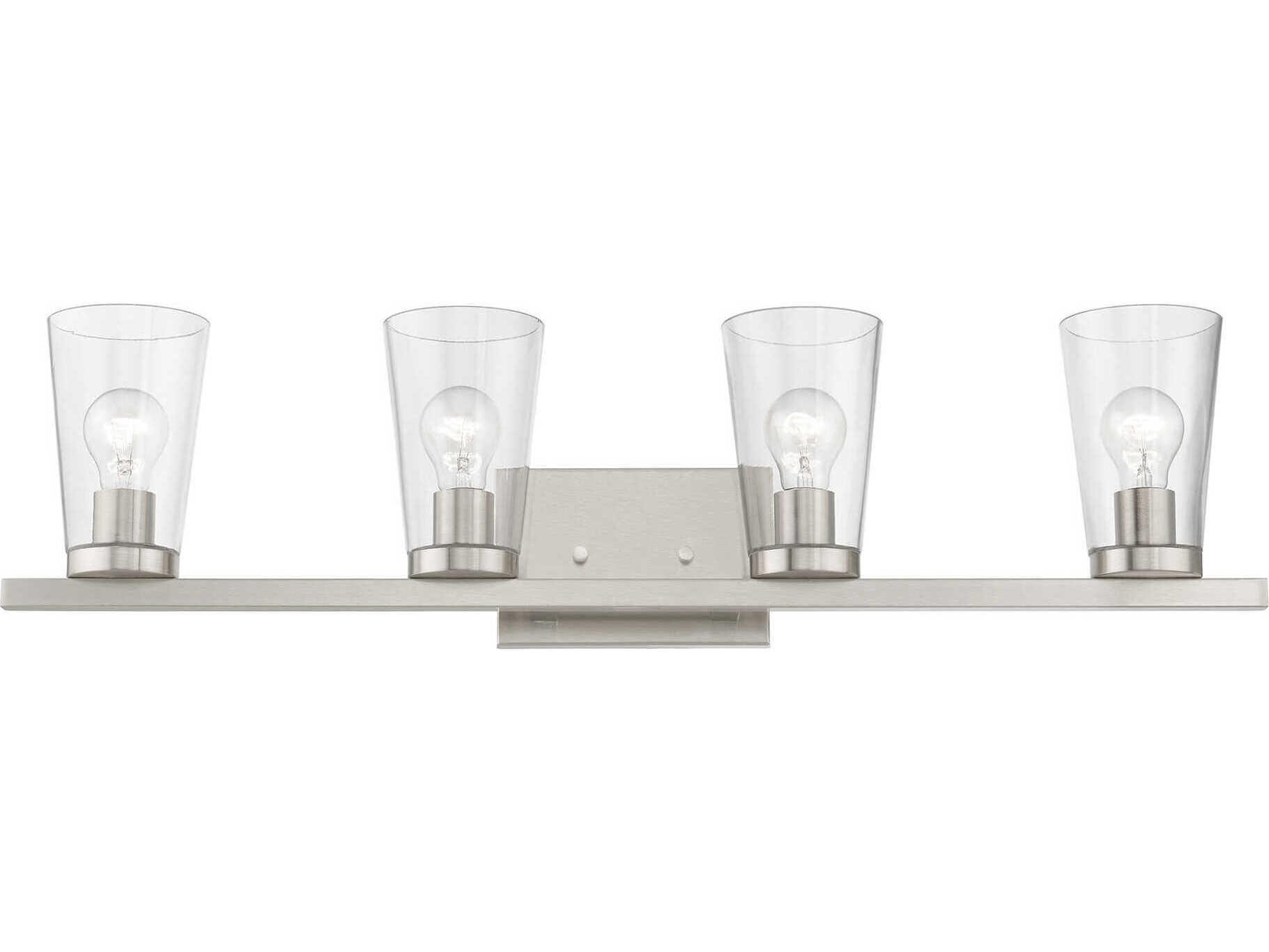 Livex Lighting Cityview 4-Light Brushed Nickel Glass Vanity Light