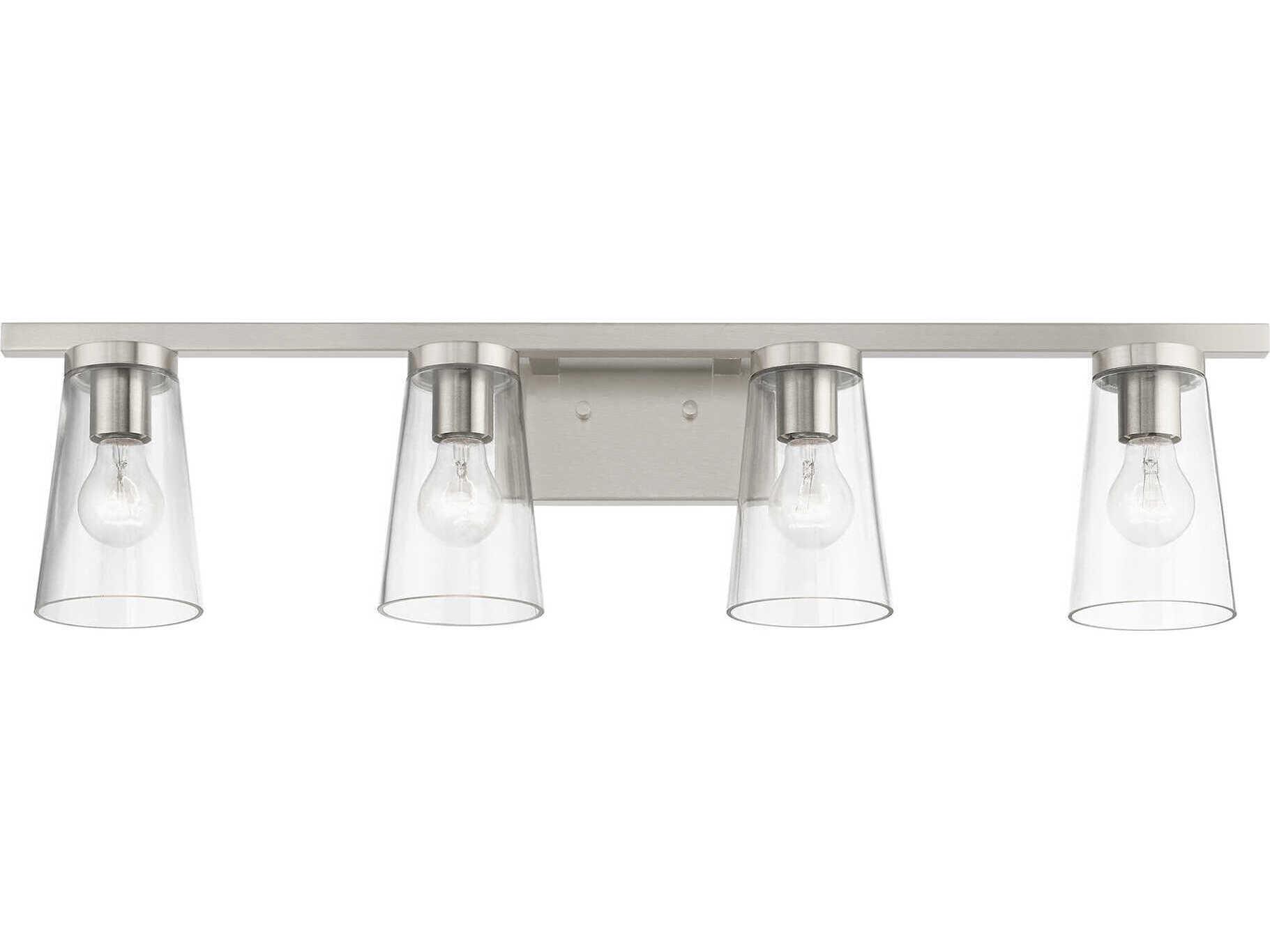 Livex Lighting Cityview 4-Light Brushed Nickel Glass Vanity Light