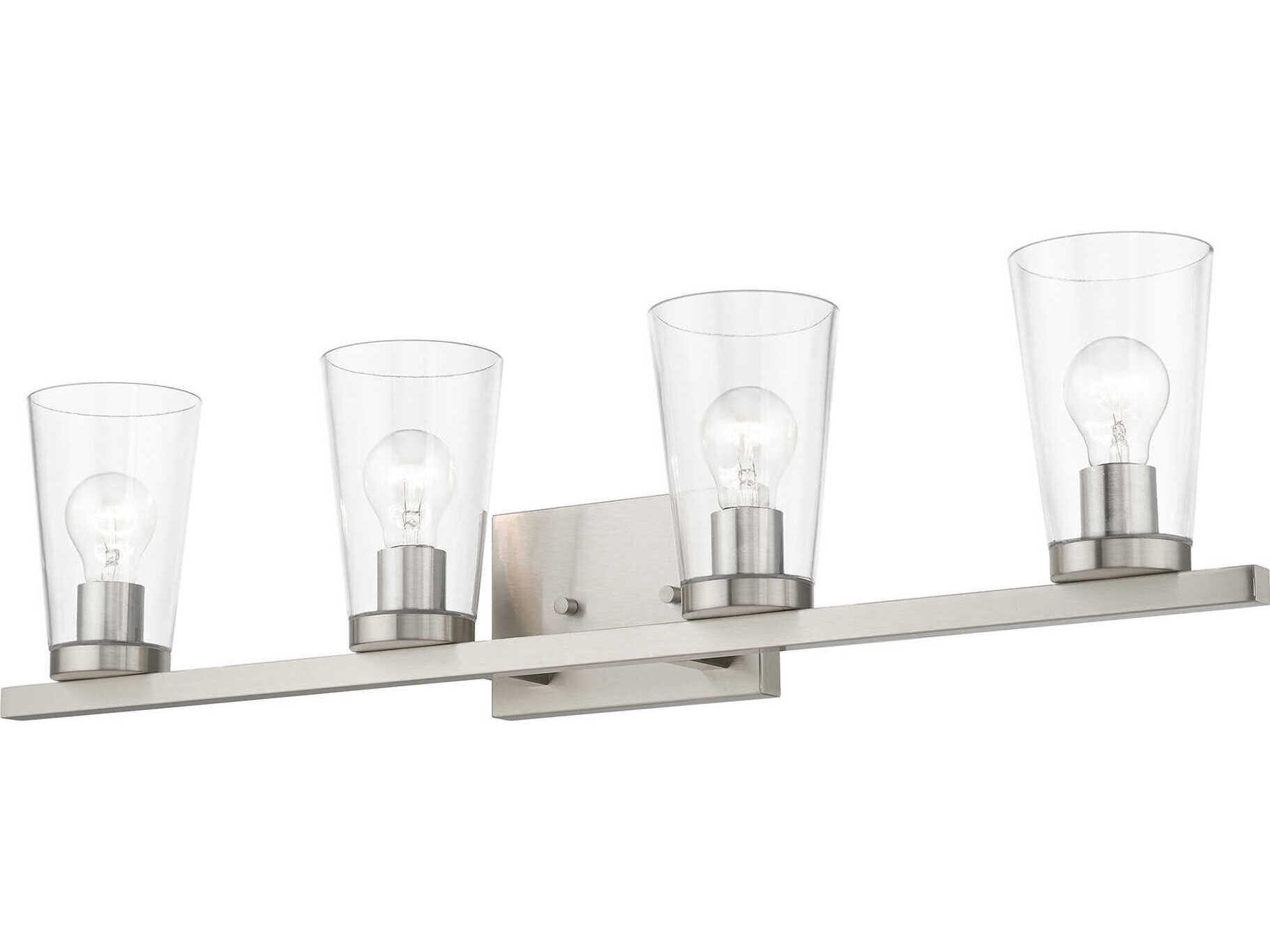 Livex Lighting Cityview 4-Light Brushed Nickel Glass Vanity Light