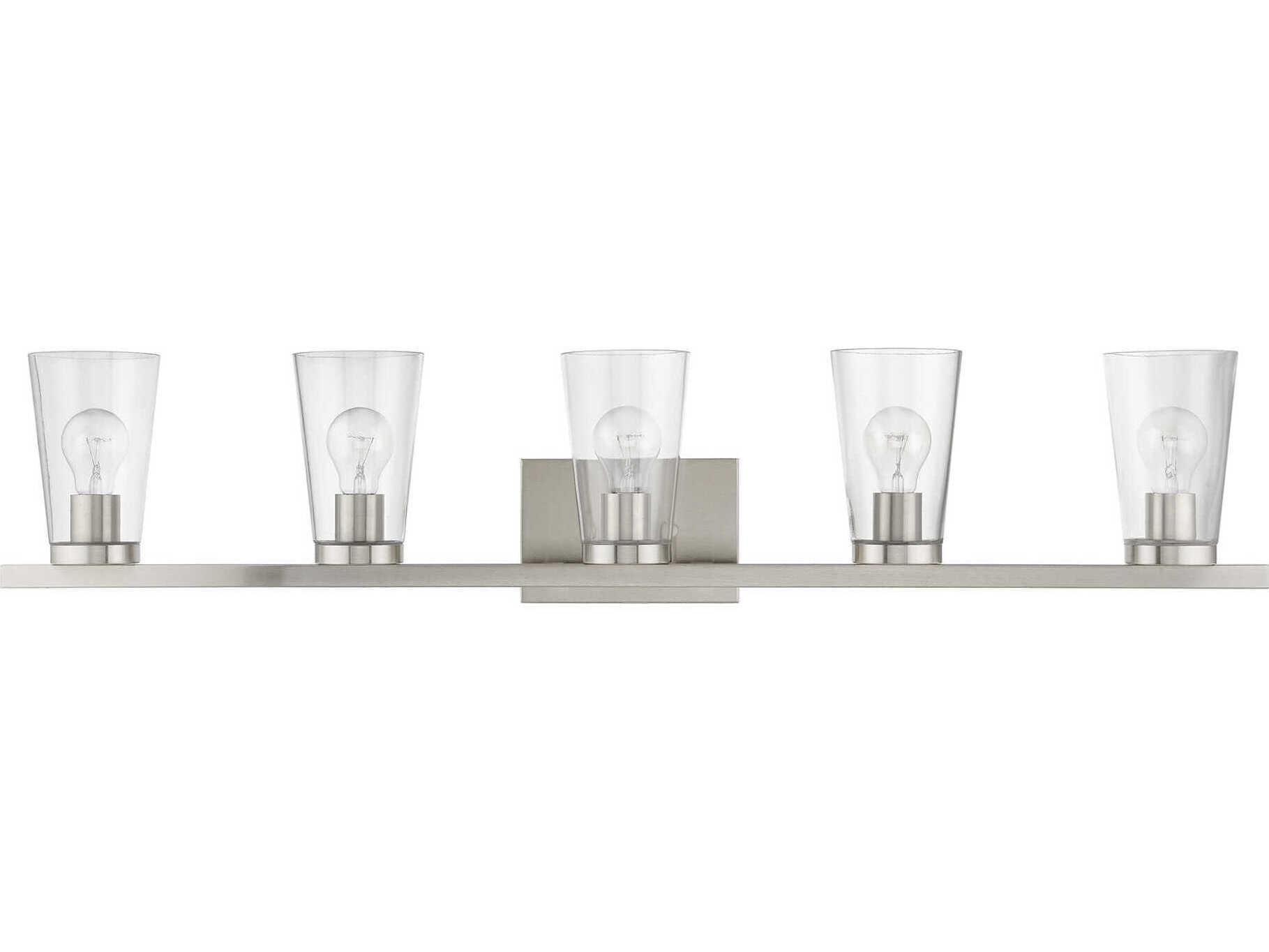 Livex Lighting Cityview 5-Light Brushed Nickel Glass Vanity Light