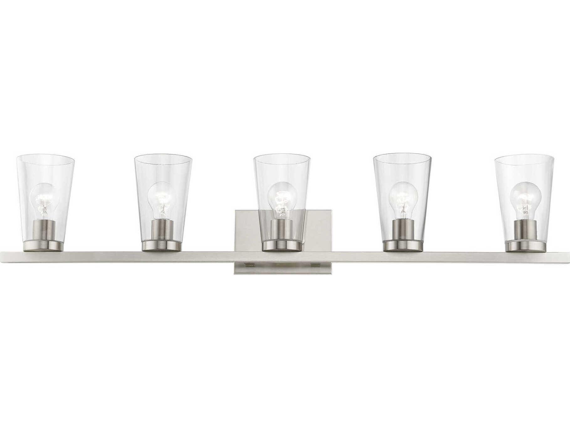 Livex Lighting Cityview 5-Light Brushed Nickel Glass Vanity Light