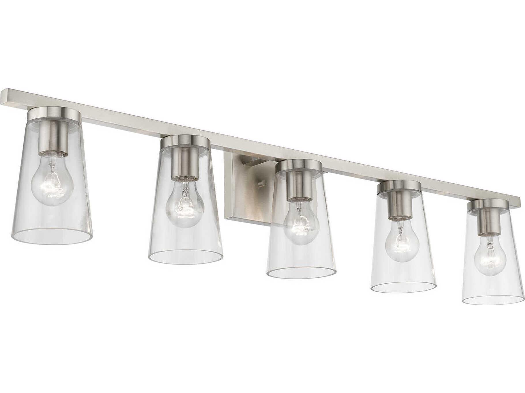 Livex Lighting Cityview 5-Light Brushed Nickel Glass Vanity Light