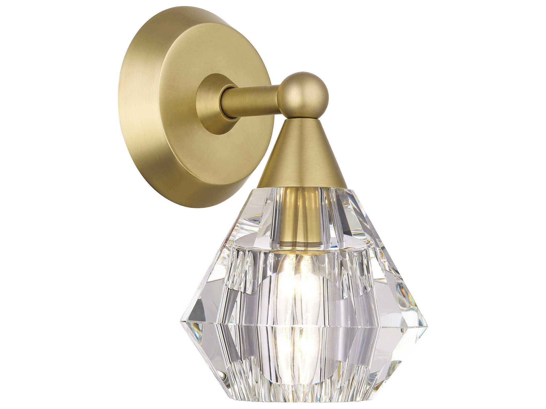 Livex Lighting Brussels 1-Light Natural Brass Crystal Wall Sconce