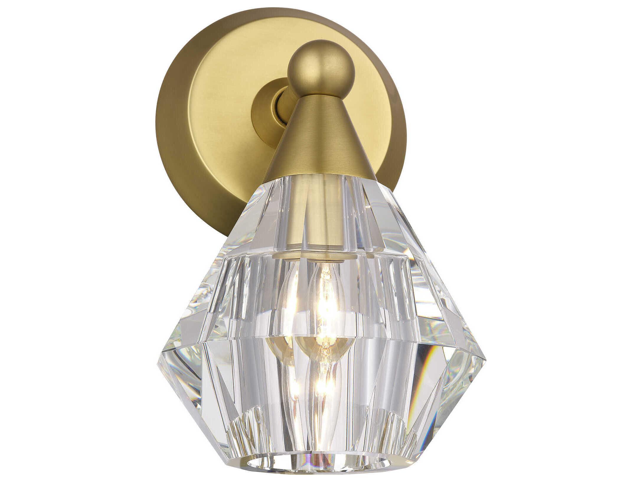 Livex Lighting Brussels 1-Light Natural Brass Crystal Wall Sconce