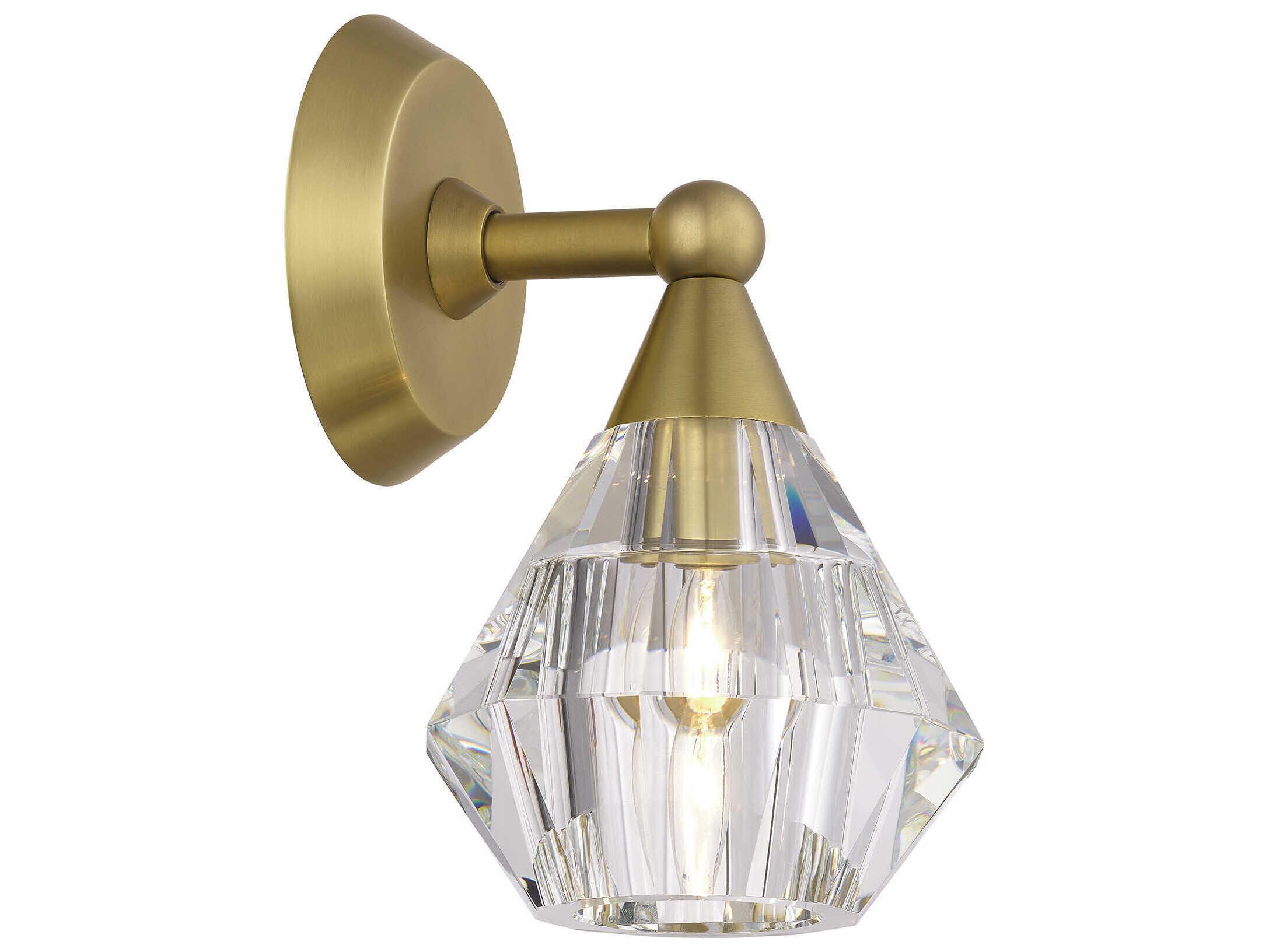 Livex Lighting Brussels 1-Light Natural Brass Crystal Wall Sconce