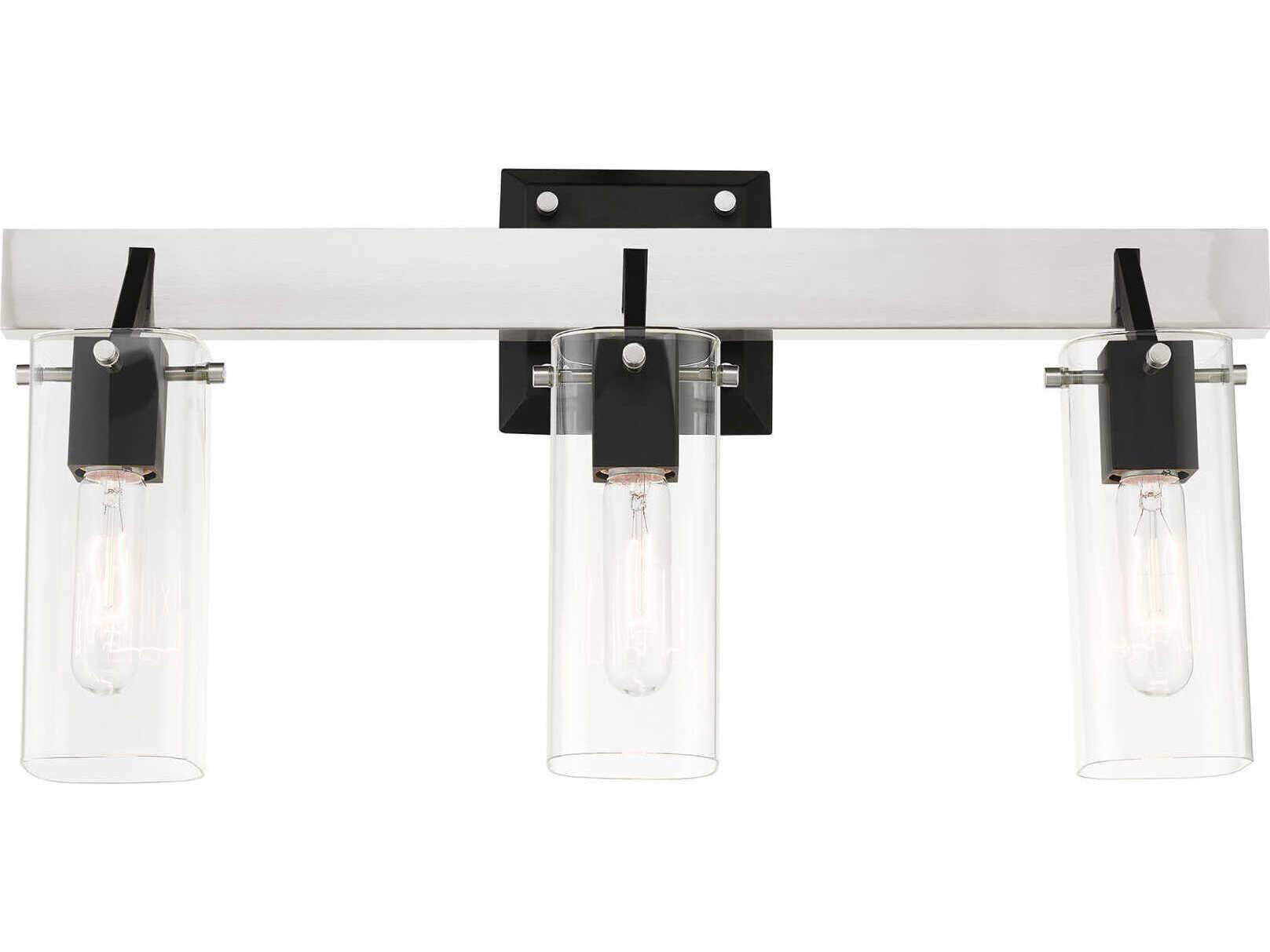 Livex Lighting Beckett 3-Light Brushed Nickel Clear Glass Vanity Light